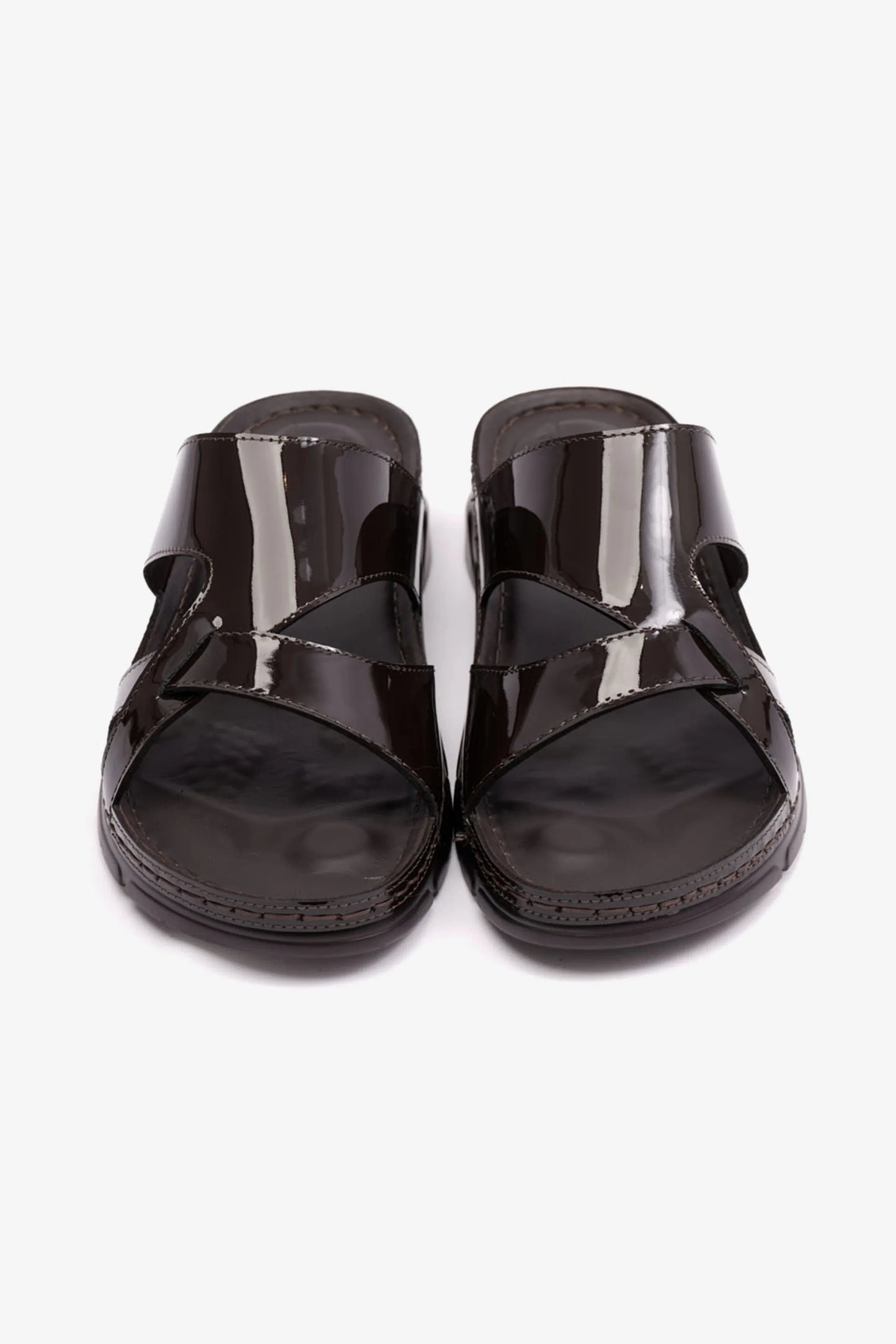 Comfort Plus Women's Patent Leather Sandals Brown LSDCP612