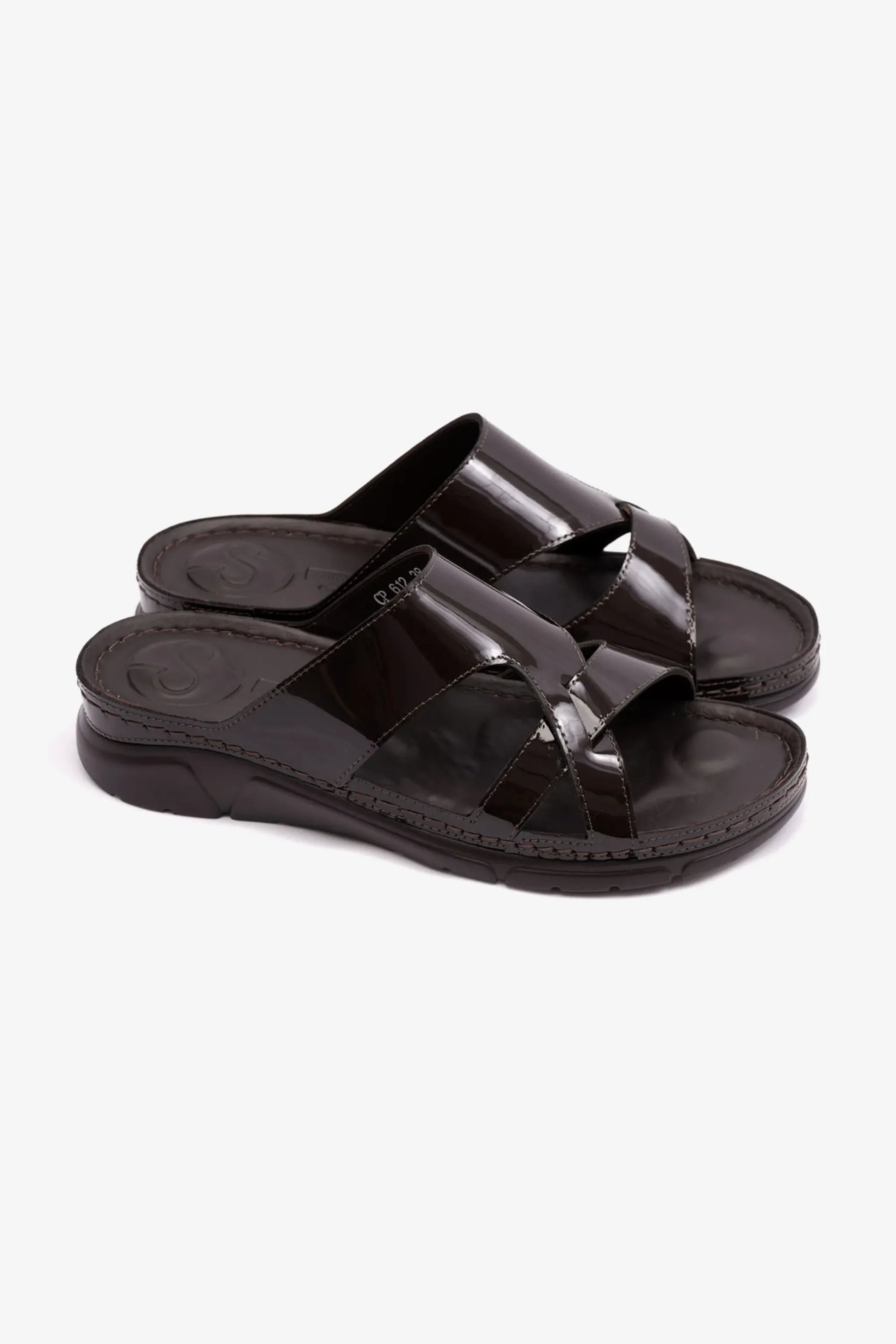 Comfort Plus Women's Patent Leather Sandals Brown LSDCP612