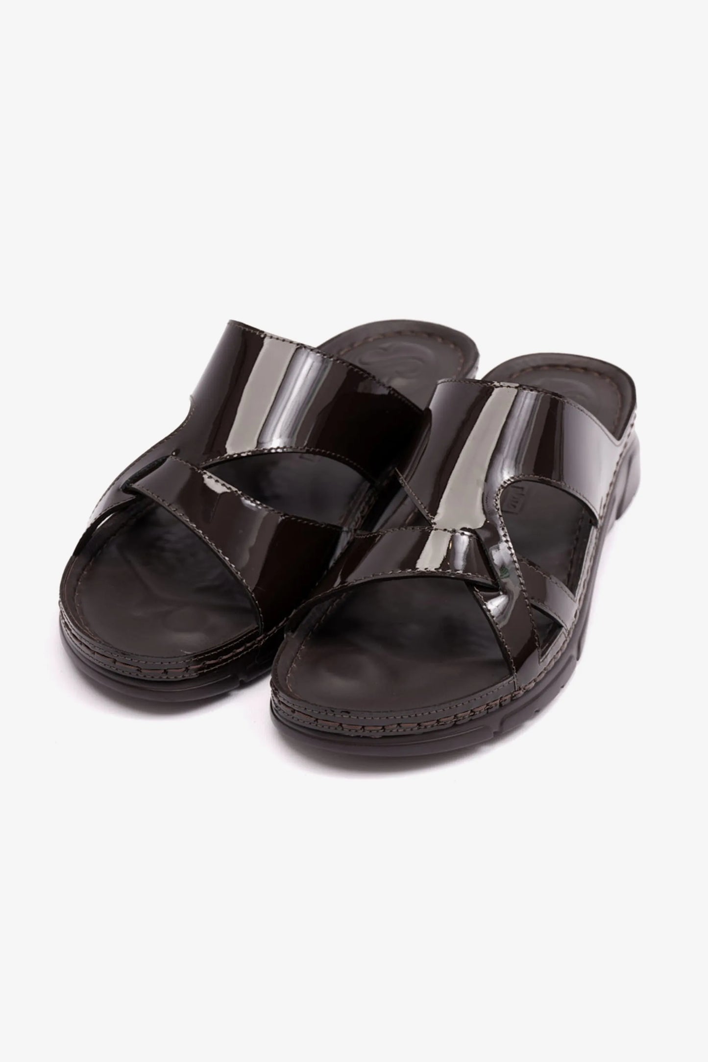 Comfort Plus Women's Patent Leather Sandals Brown LSDCP612