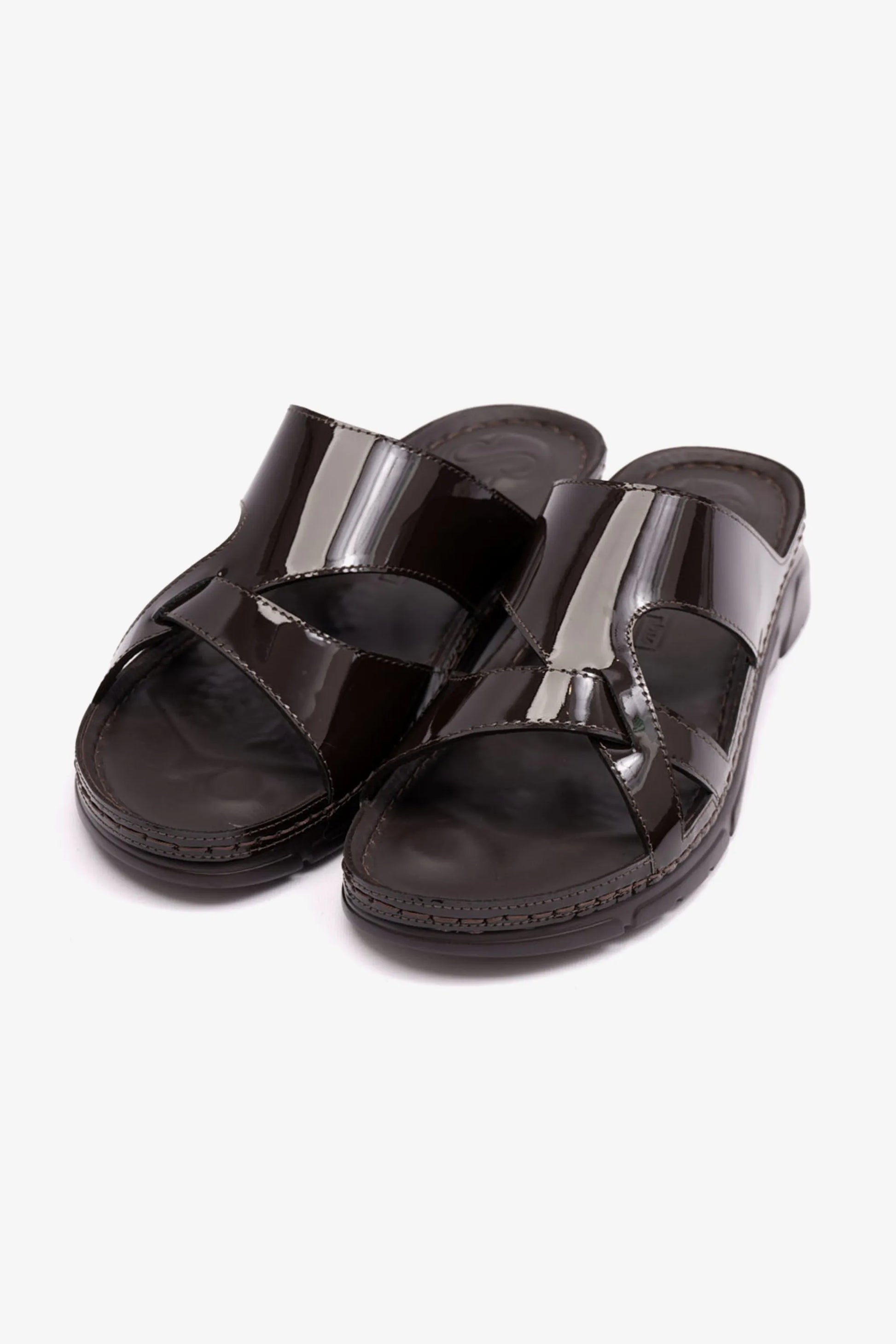 Comfort Plus Women's Patent Leather Sandals Brown LSDCP612