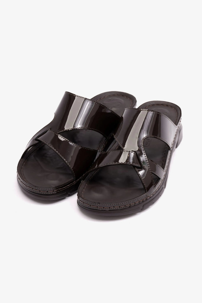 Comfort Plus Women's Patent Leather Sandals Brown LSDCP612