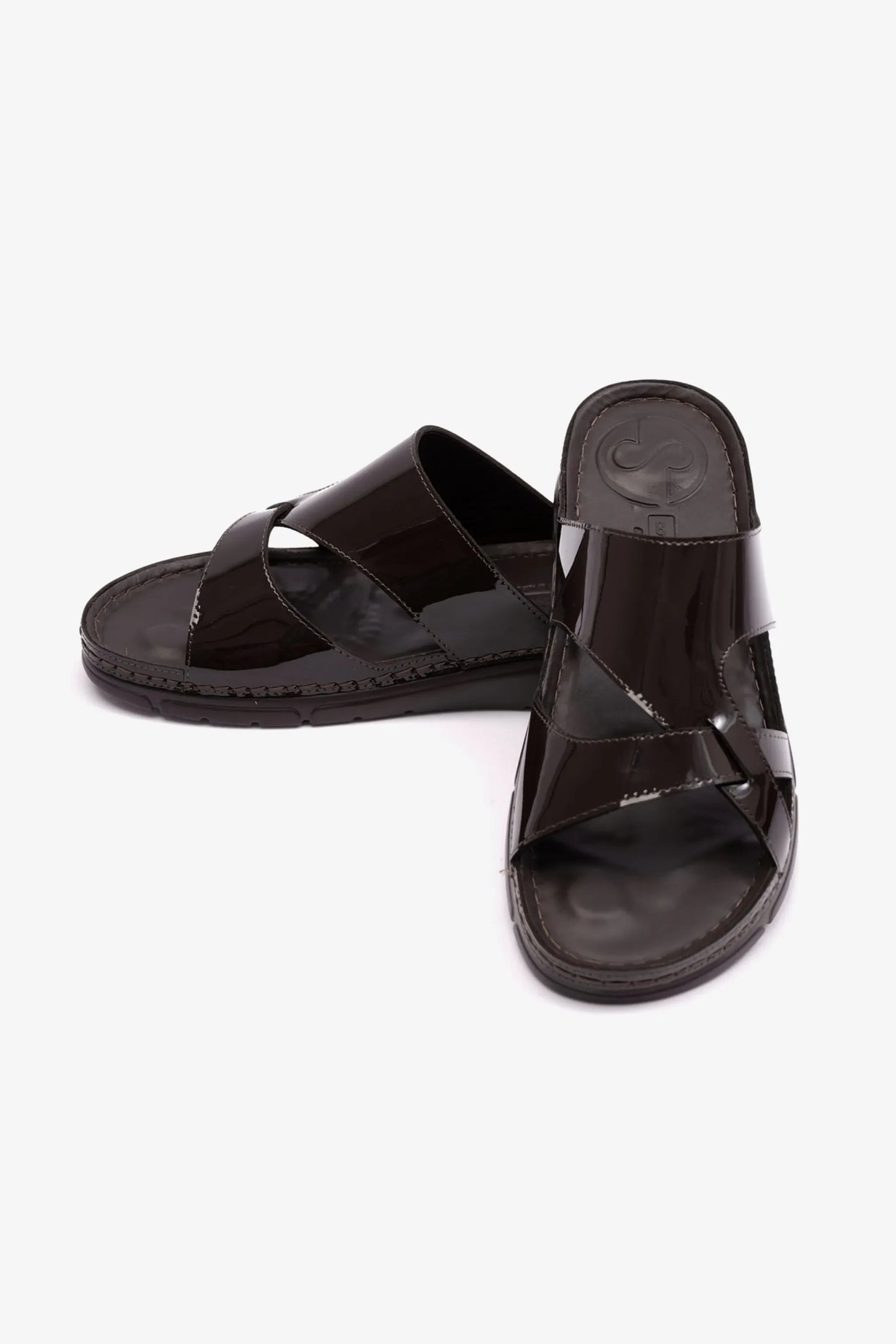 Comfort Plus Women's Patent Leather Sandals Brown LSDCP612