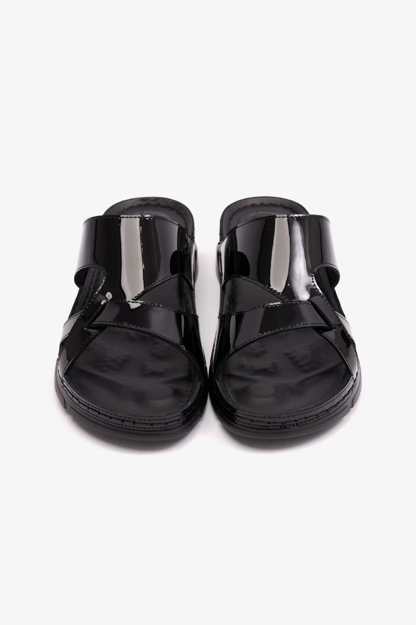 Comfort Plus Women's Patent Leather Arabic Sandals Black LSDCP612