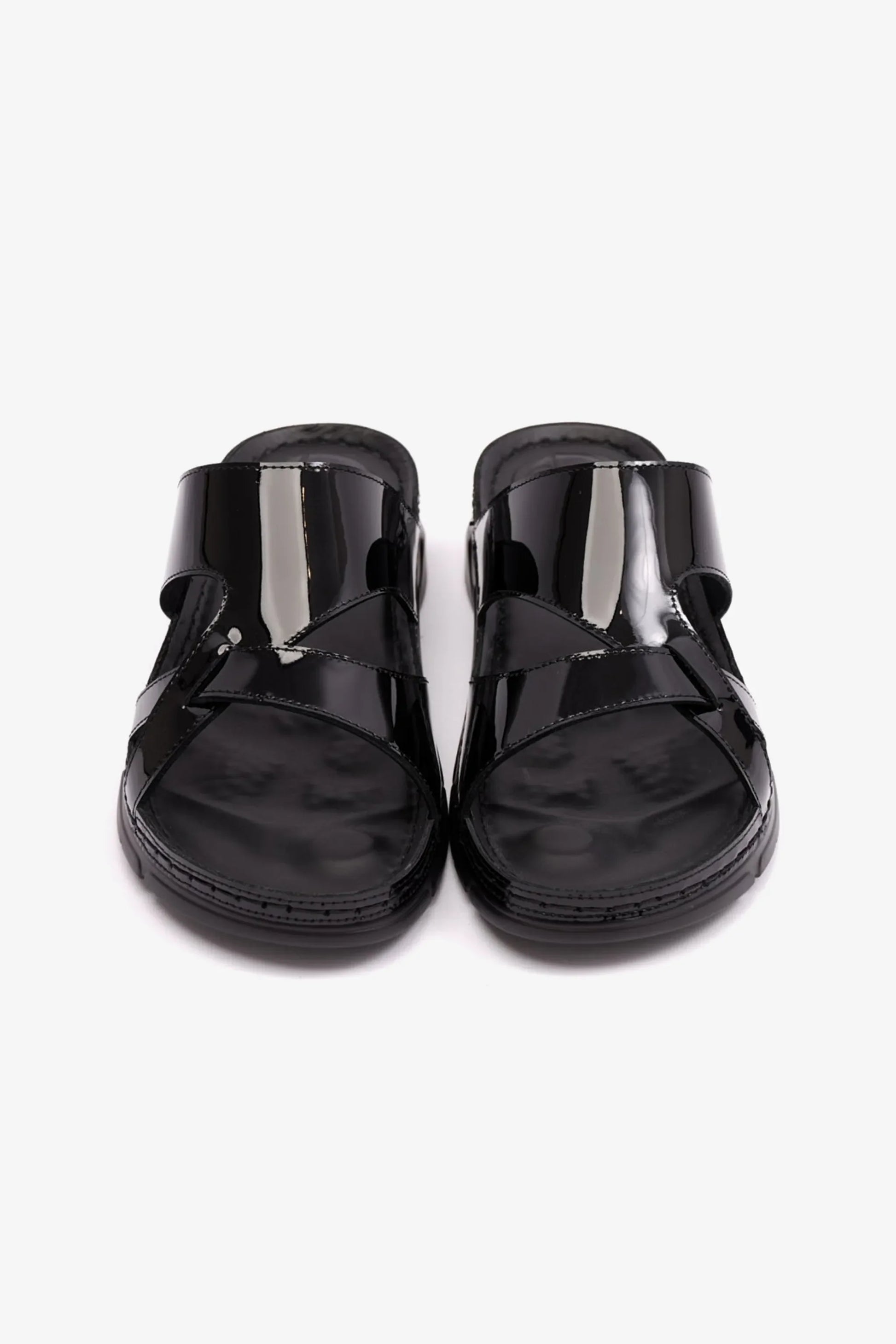 Comfort Plus Women's Patent Leather Arabic Sandals Black LSDCP612