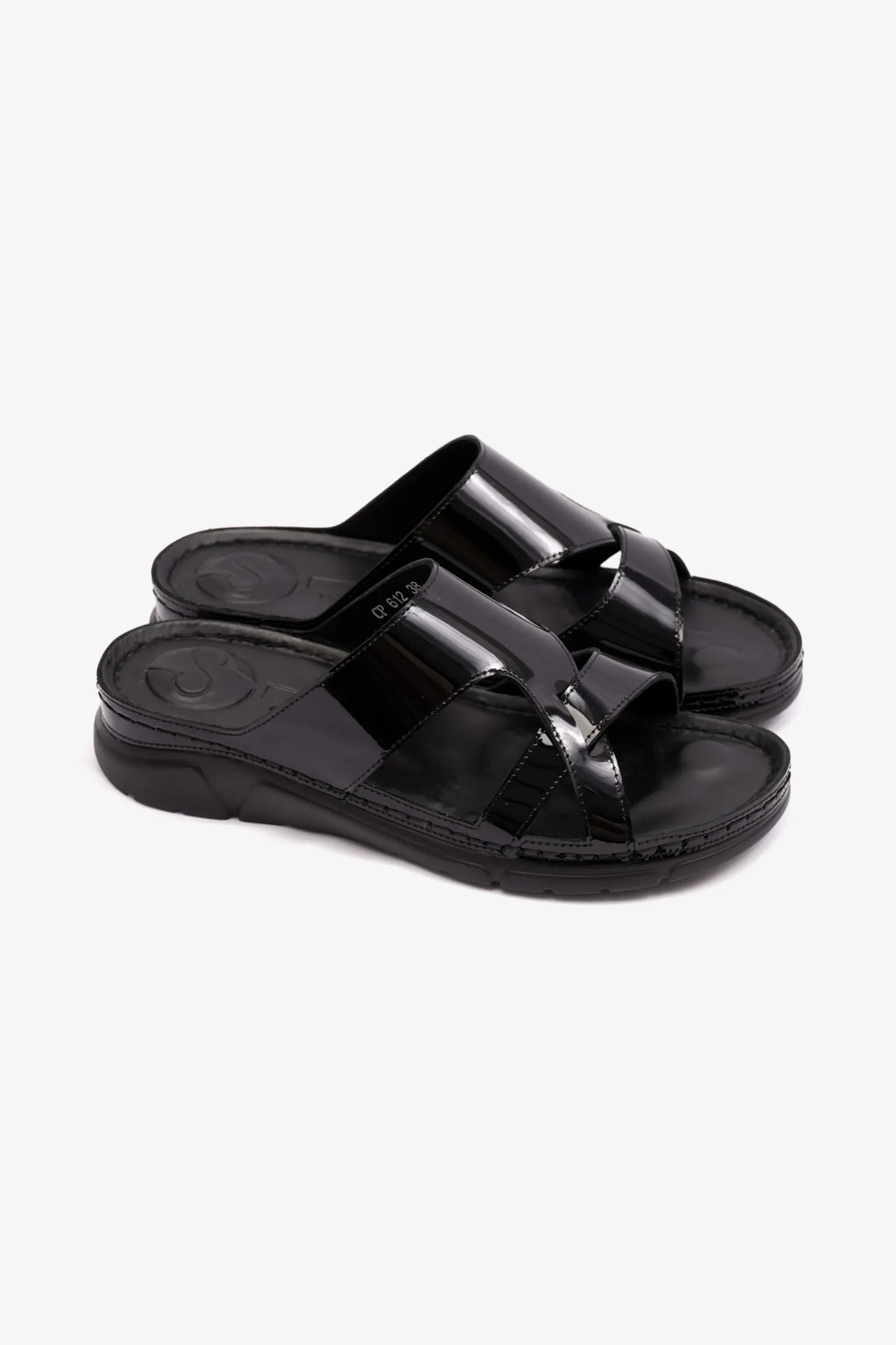 Comfort Plus Women's Patent Leather Arabic Sandals Black LSDCP612