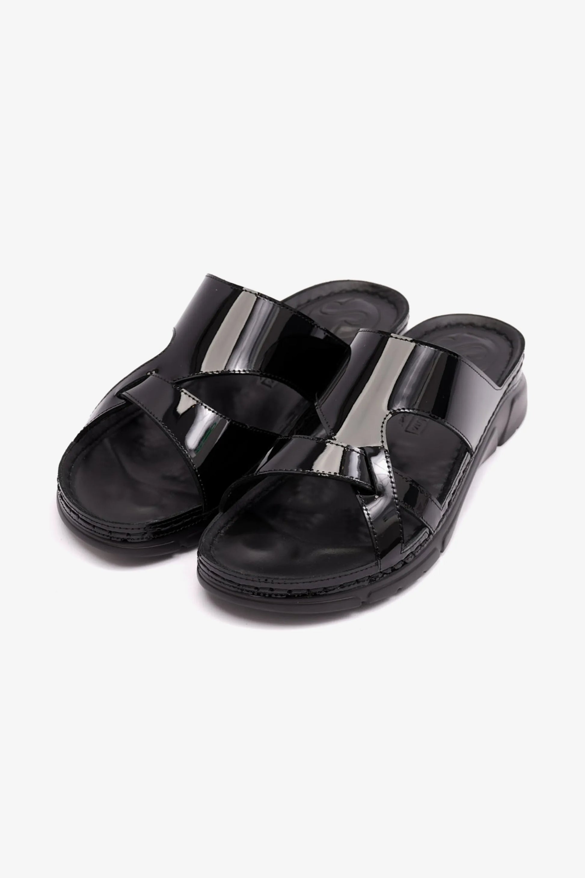 Comfort Plus Women's Patent Leather Arabic Sandals Black LSDCP612