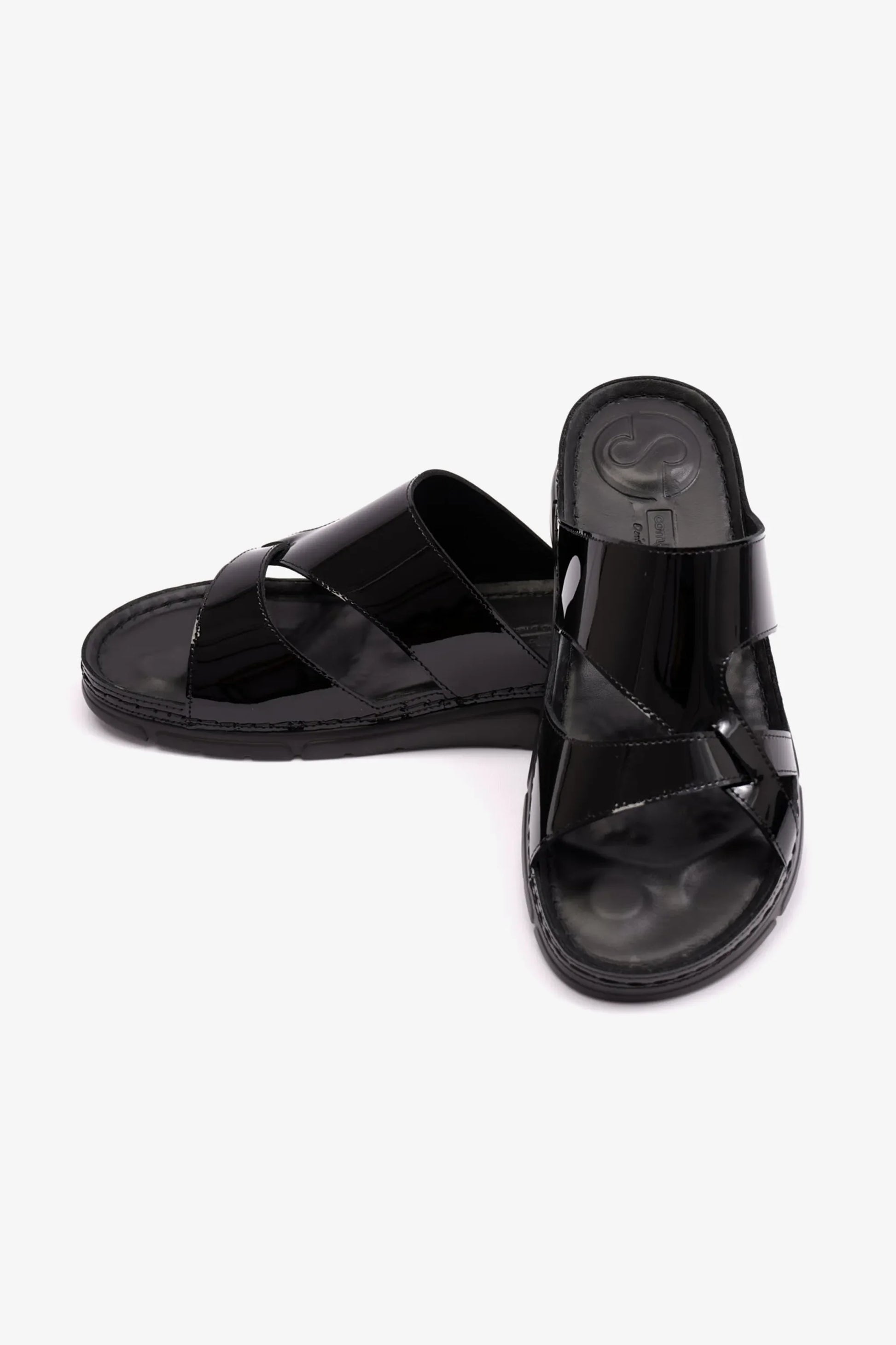 Comfort Plus Women's Patent Leather Arabic Sandals Black LSDCP612