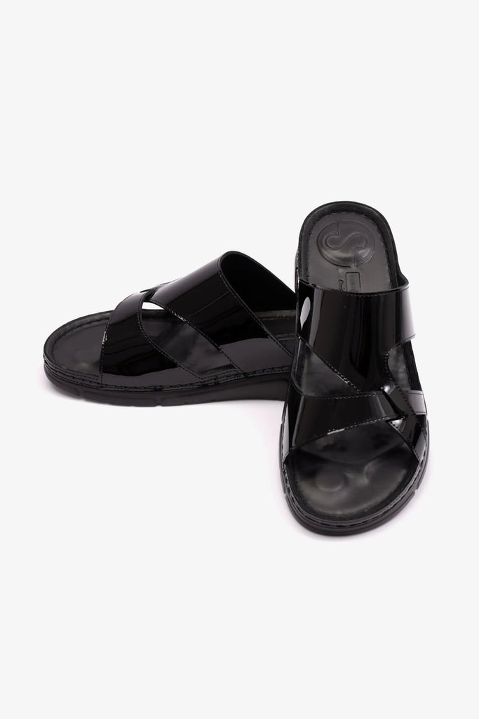 Comfort Plus Women's Patent Leather Arabic Sandals Black LSDCP612