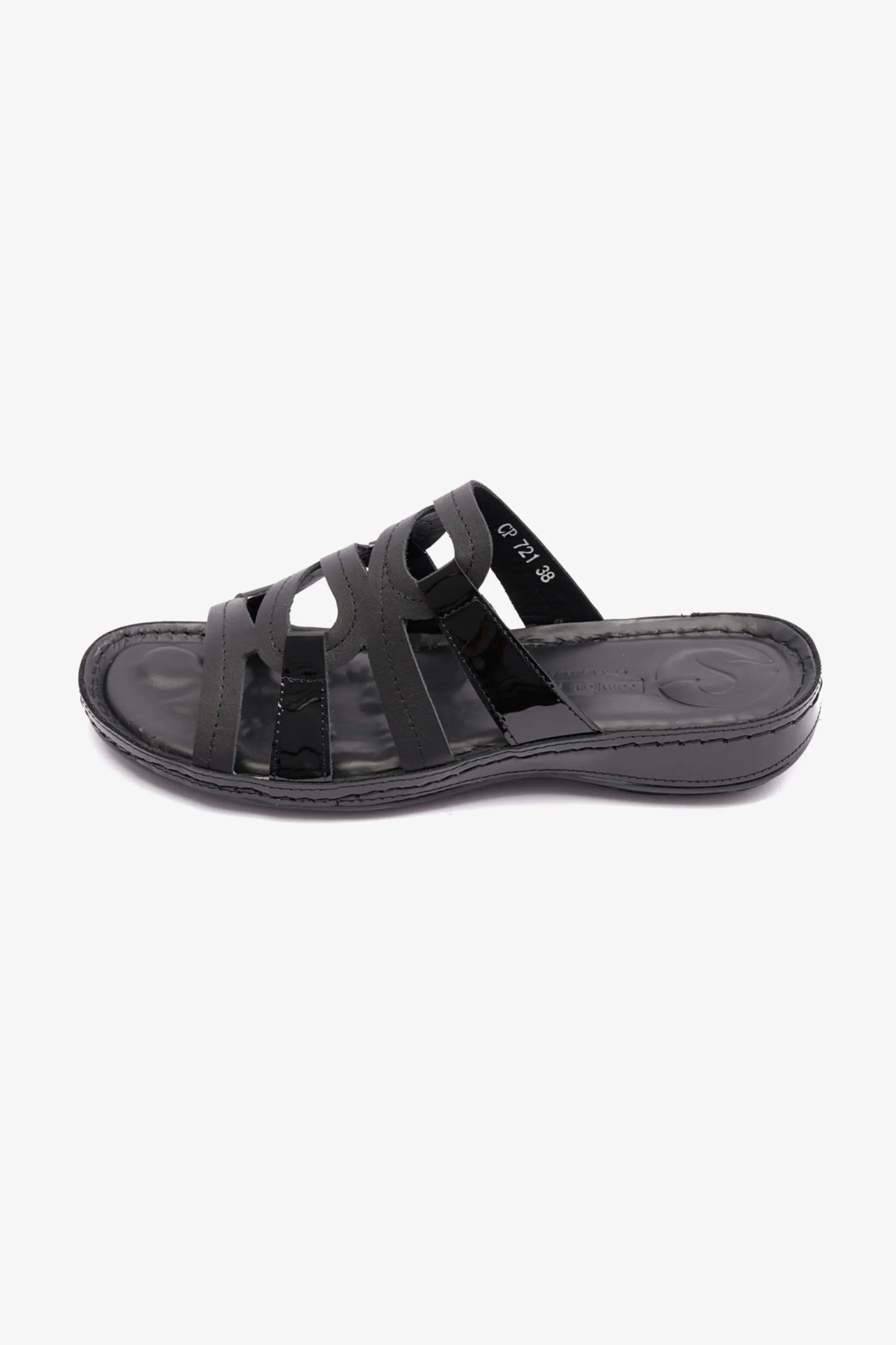 Comfort Plus Women's Flat Leather Sandals Black CP721