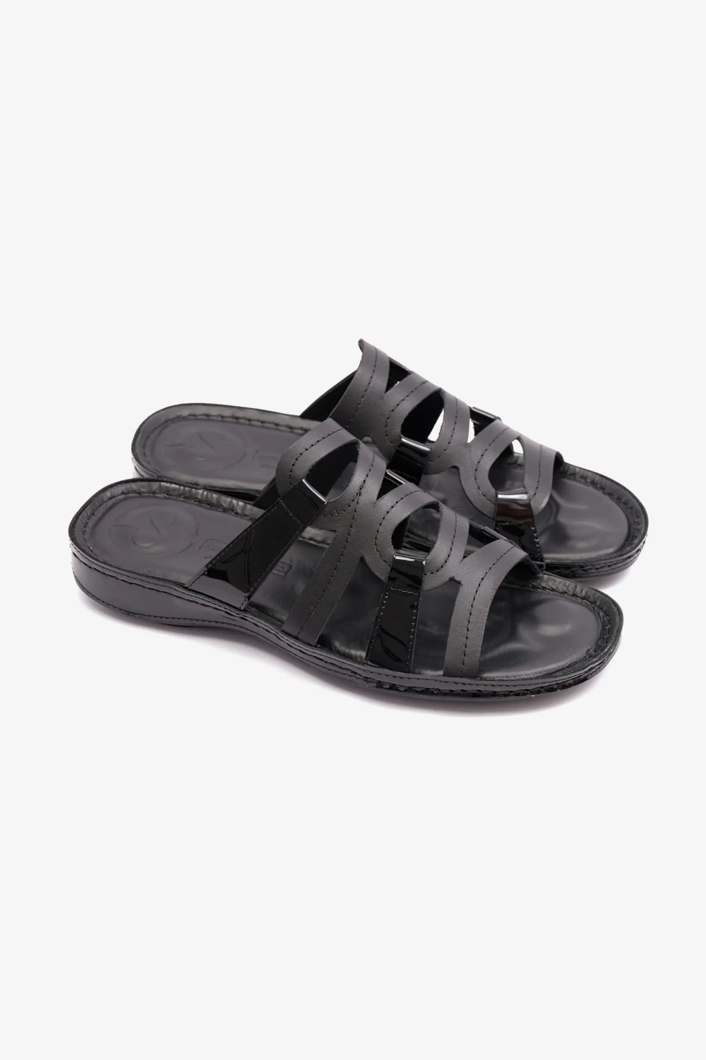 Comfort Plus Women's Flat Leather Sandals Black CP721