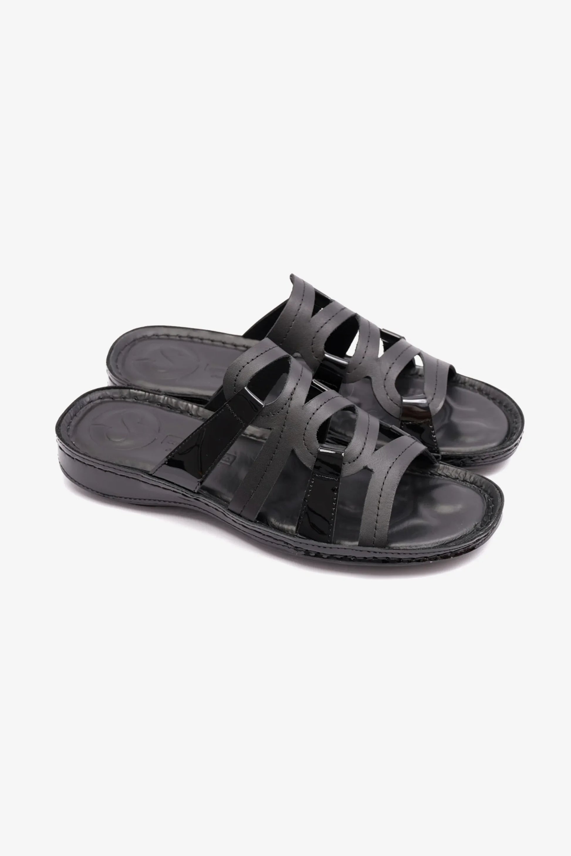Comfort Plus Women's Flat Leather Sandals Black CP721