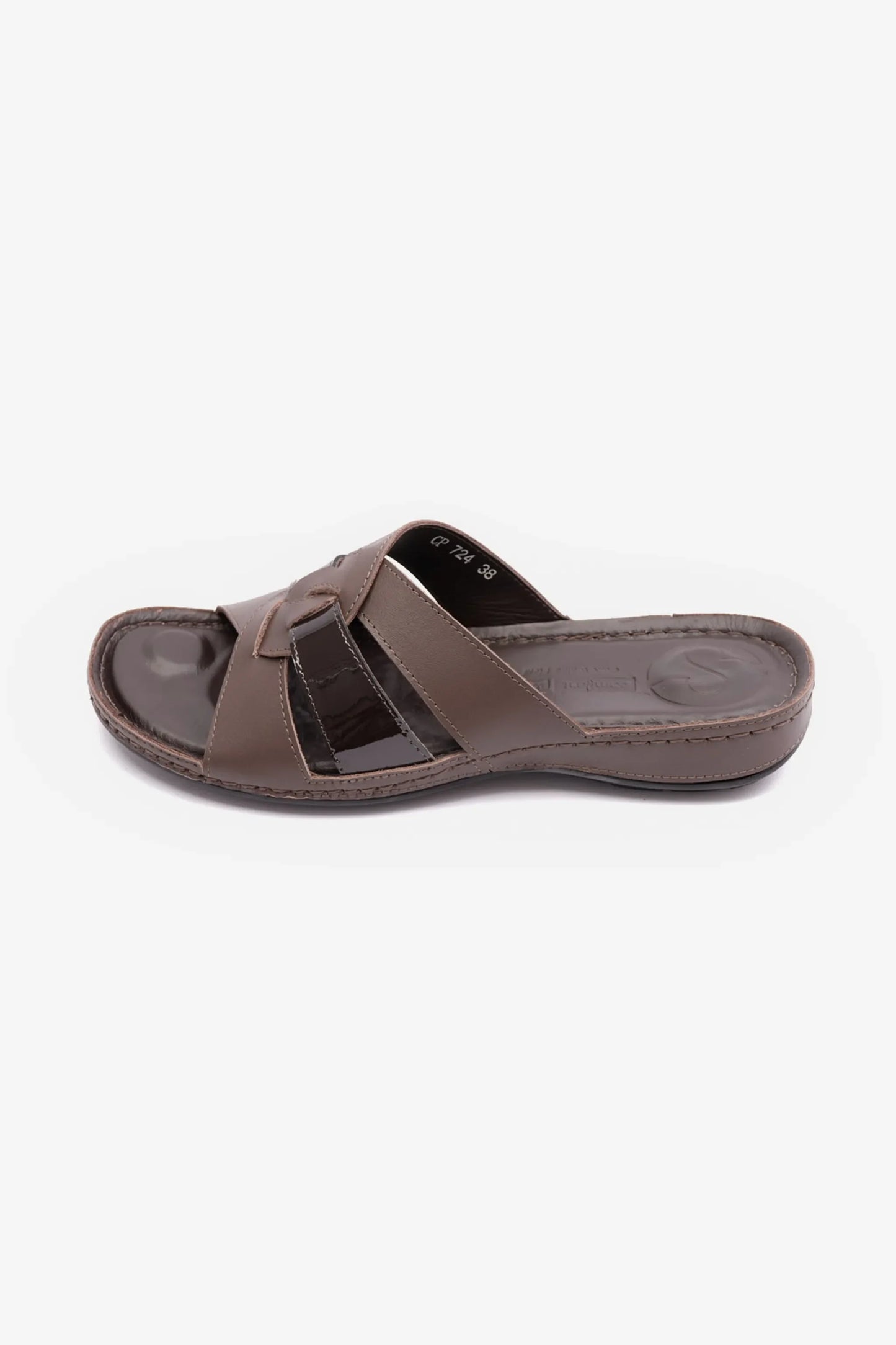Comfort Plus Women's Soft Nappa Flat Sandals Brown LSDCP724
