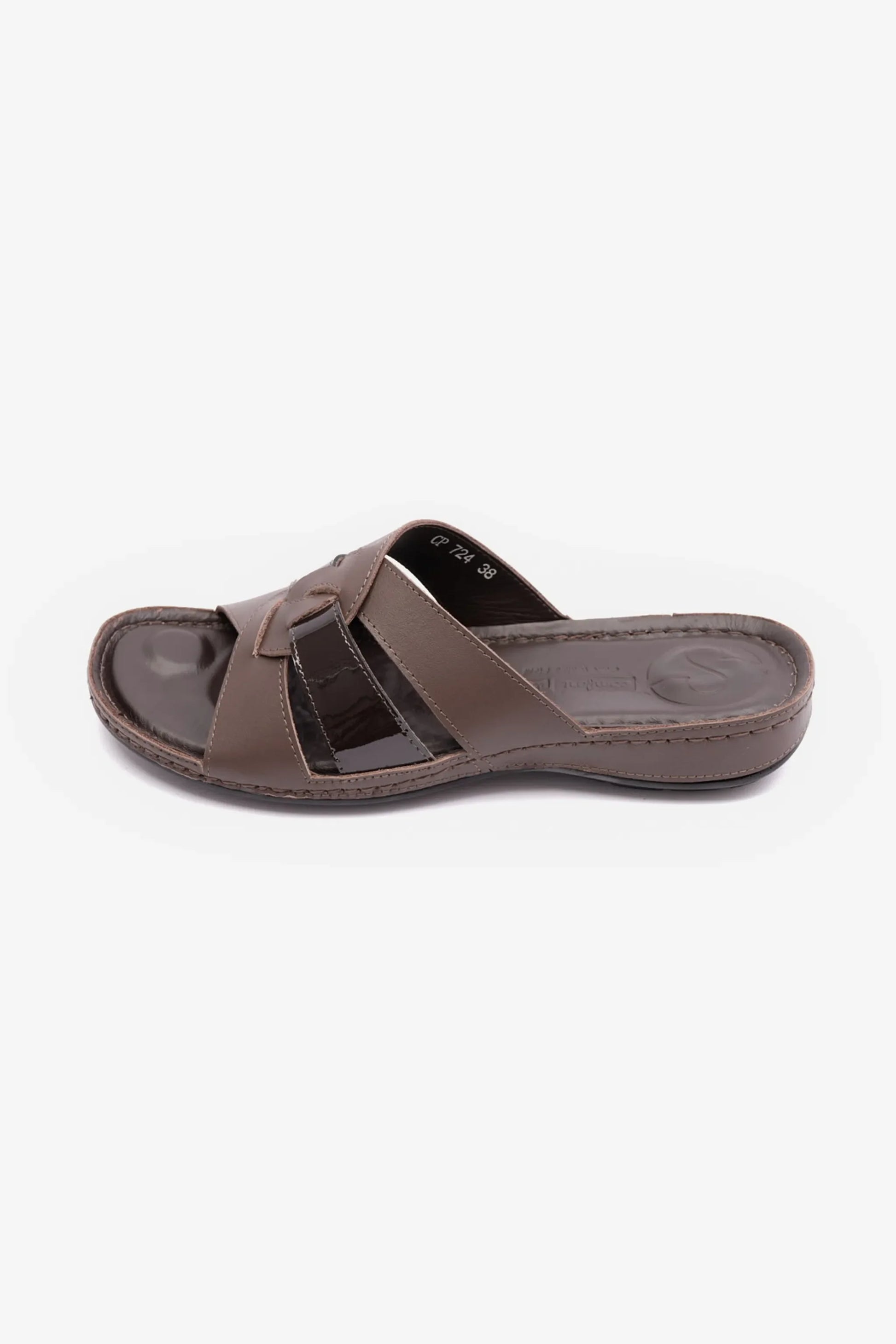 Comfort Plus Women's Soft Nappa Flat Sandals Brown LSDCP724