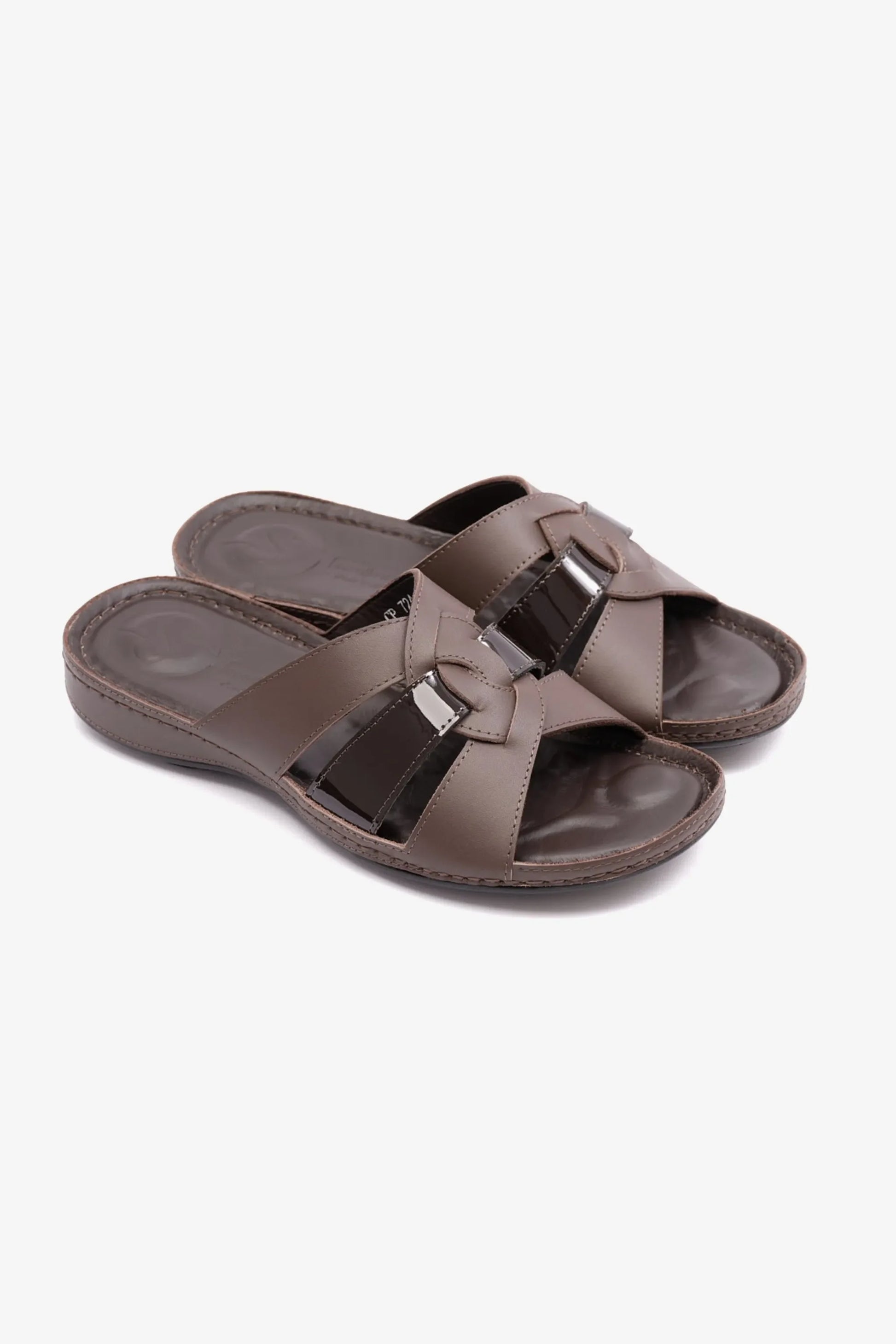 Comfort Plus Women's Soft Nappa Flat Sandals Brown LSDCP724