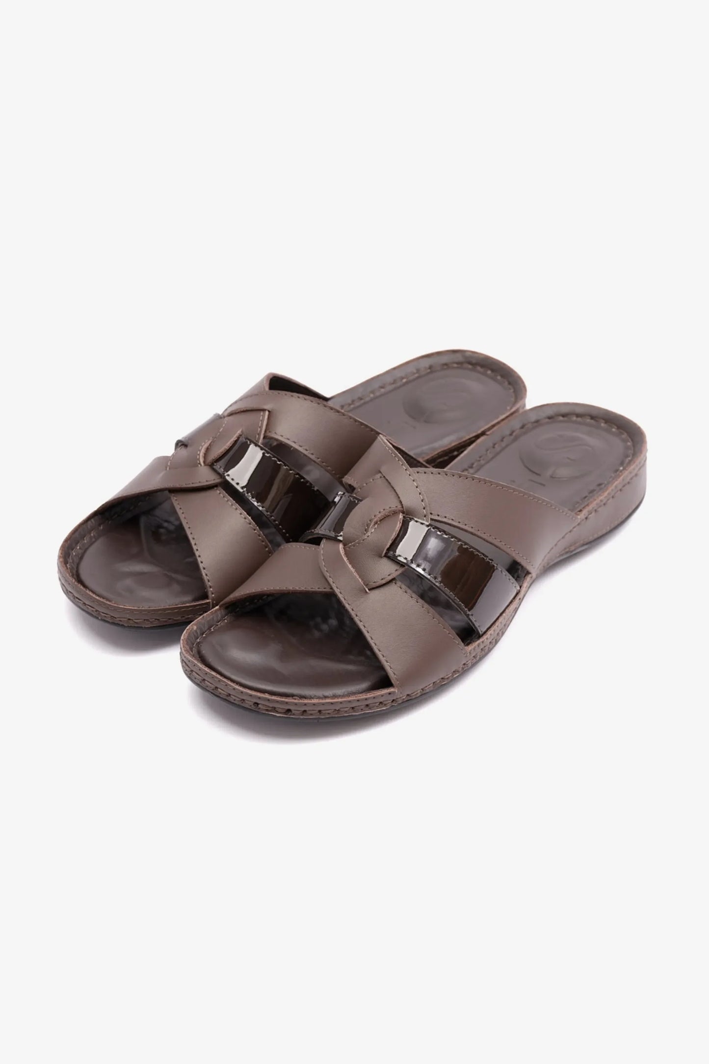 Comfort Plus Women's Soft Nappa Flat Sandals Brown LSDCP724