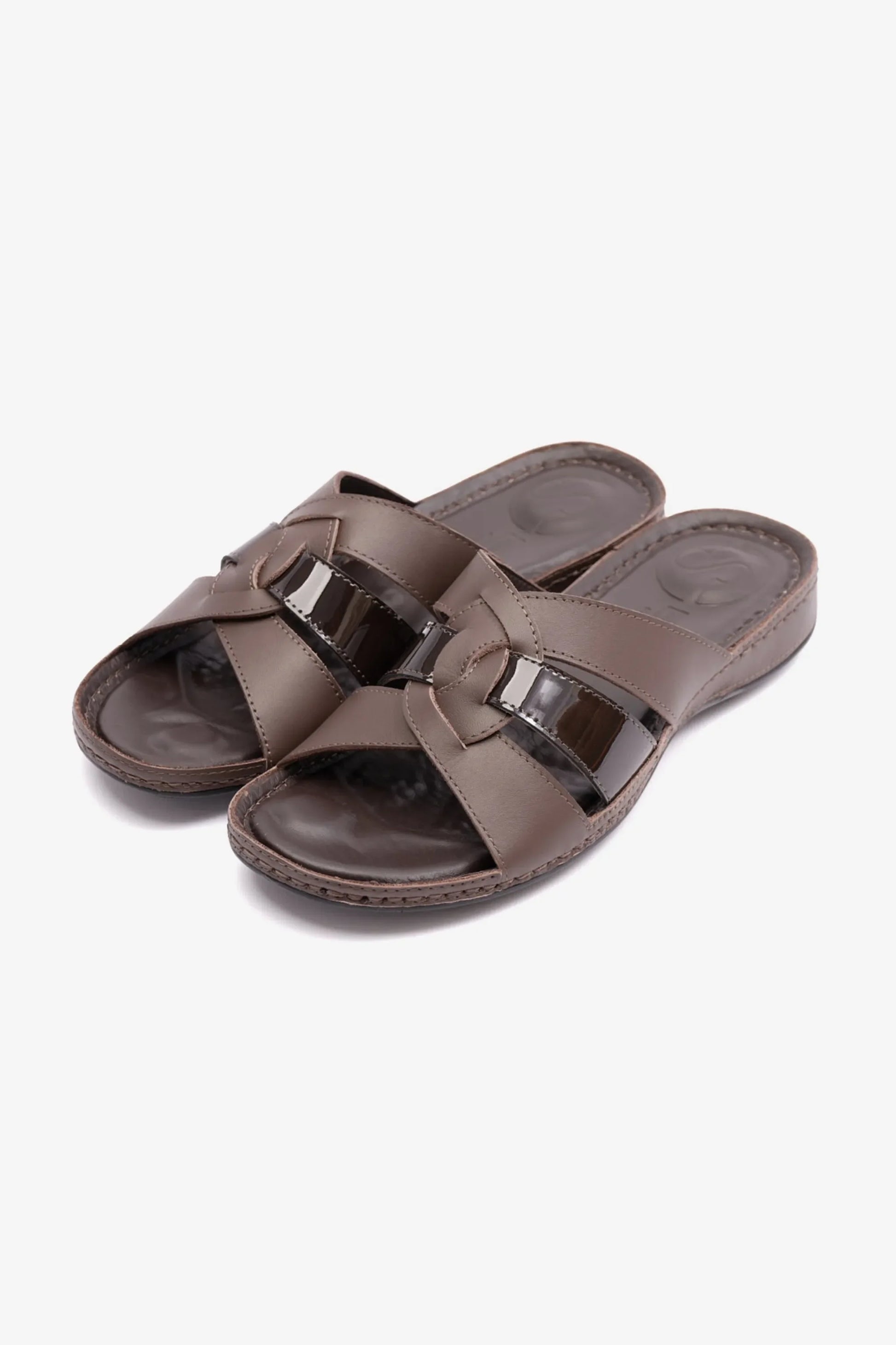 Comfort Plus Women's Soft Nappa Flat Sandals Brown LSDCP724