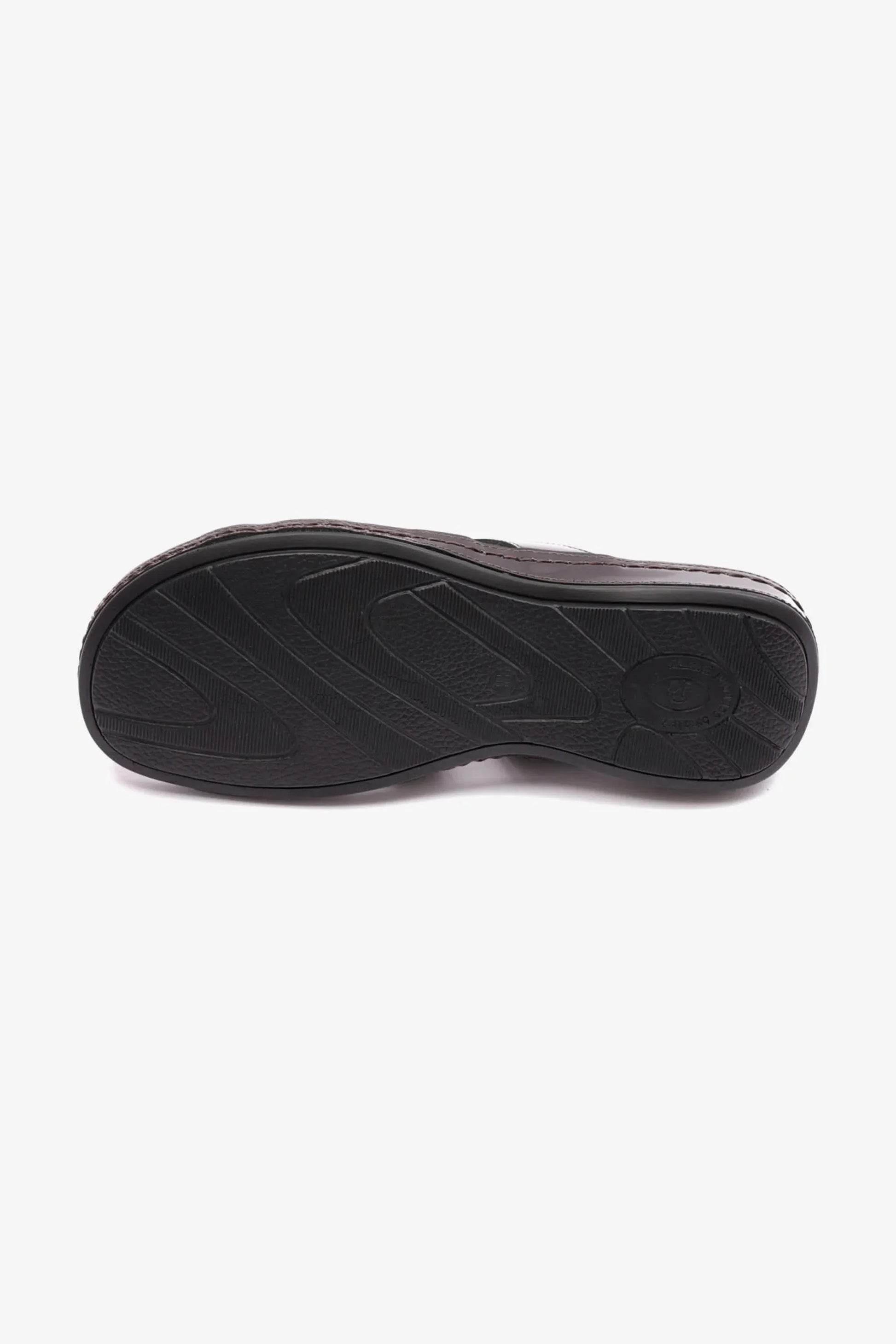 Comfort Plus Women's Flat Outsole Massage Point Leather Sandals Brown LSDCP721