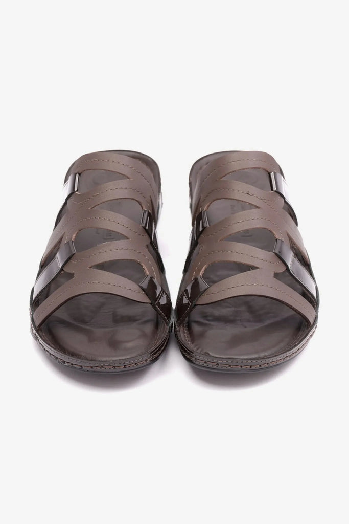 Comfort Plus Women's Flat Outsole Massage Point Leather Sandals Brown LSDCP721