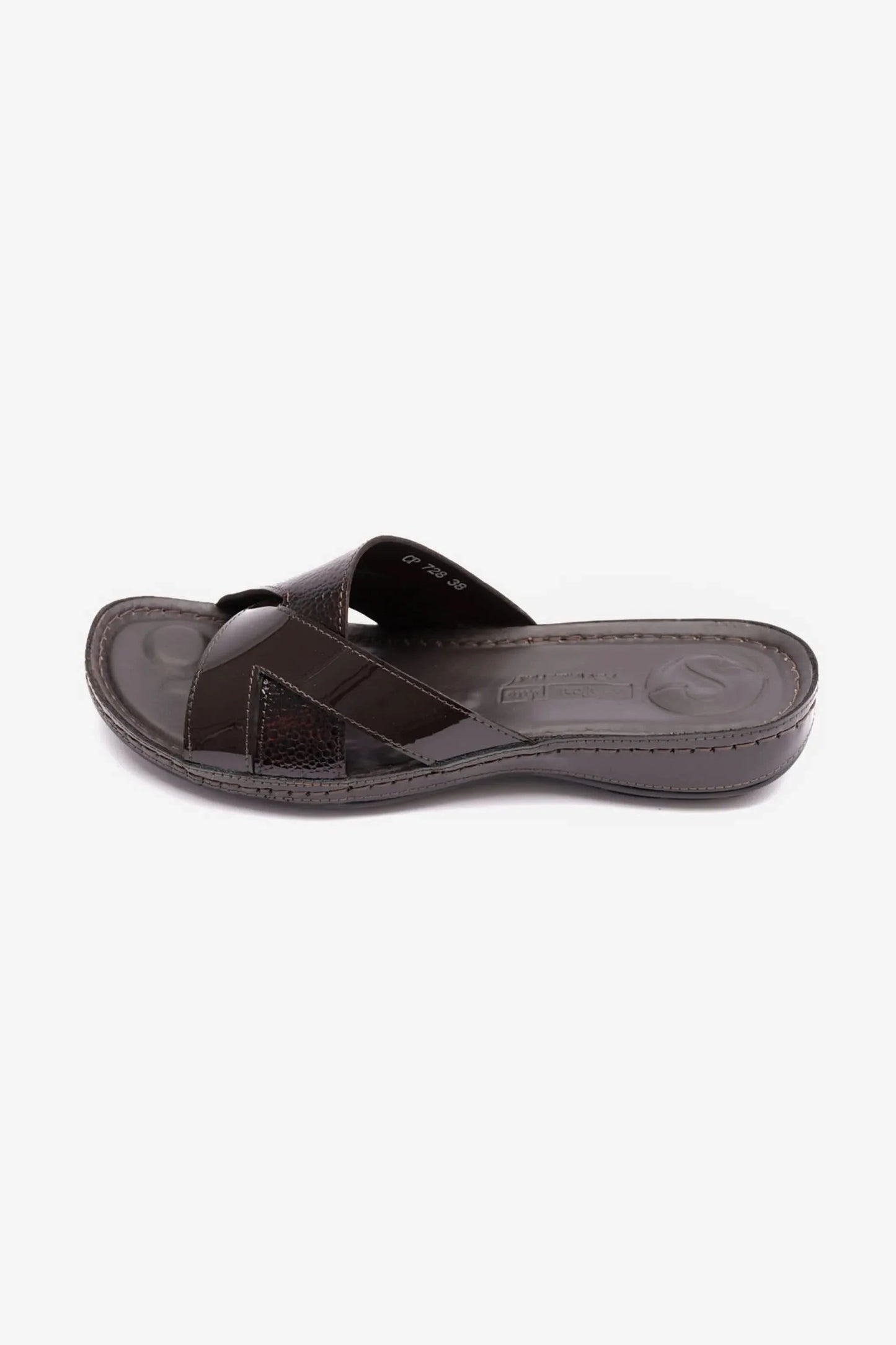 Comfort Plus Women's Soft Footbed Patent Leather Sandals Brown LSDCP728