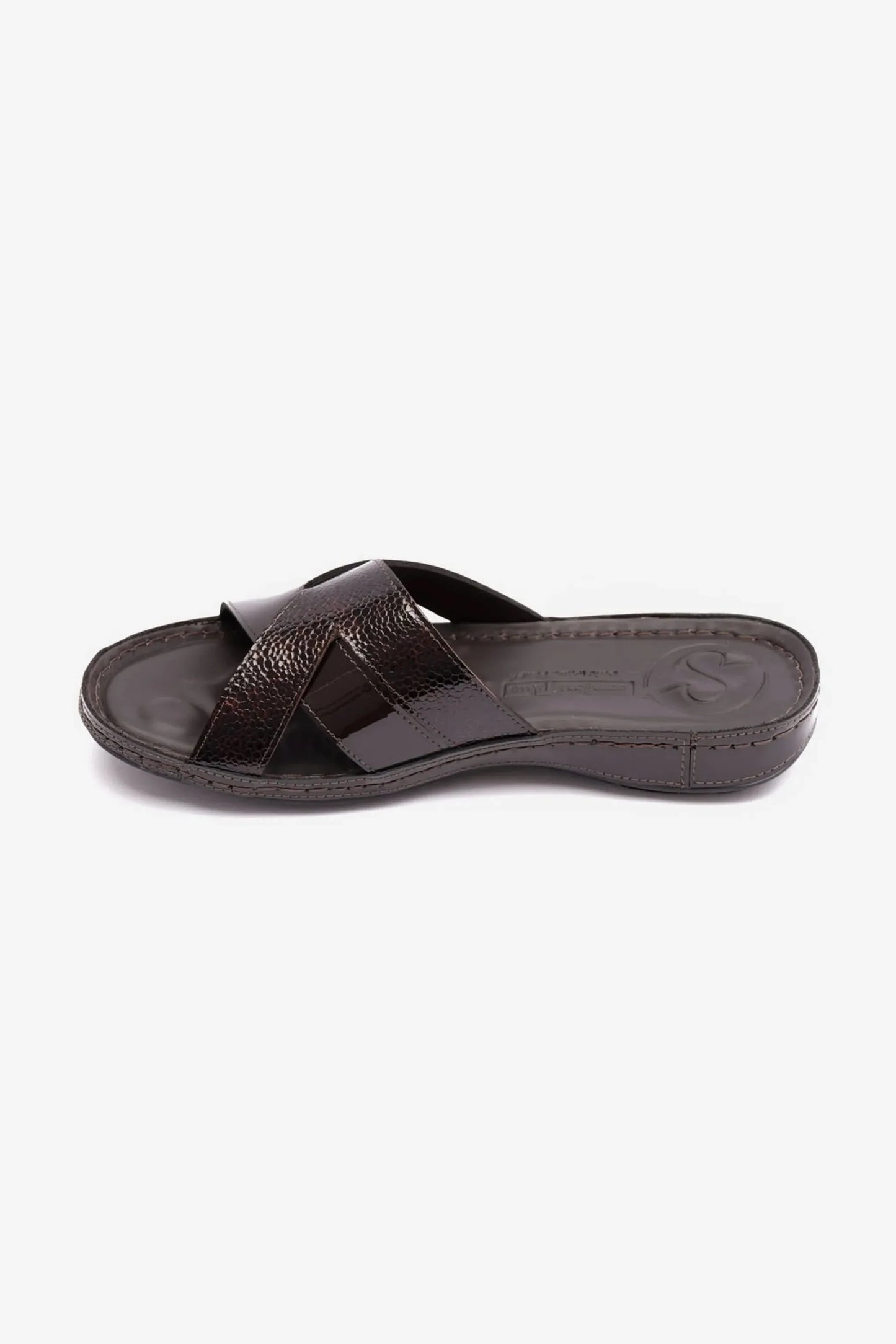 Comfort Plus Women's Soft Footbed Patent Leather Sandals Brown LSDCP728