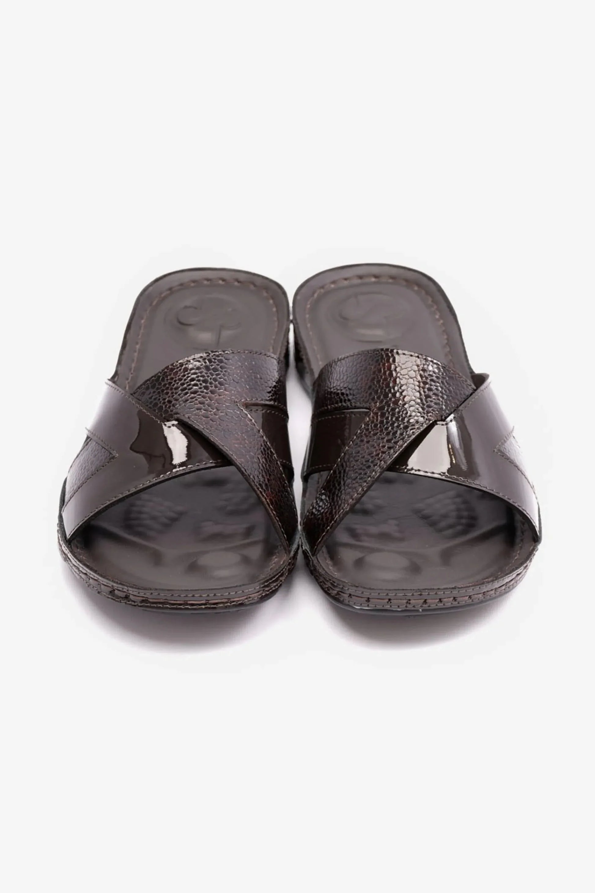 Comfort Plus Women's Soft Footbed Patent Leather Sandals Brown LSDCP728