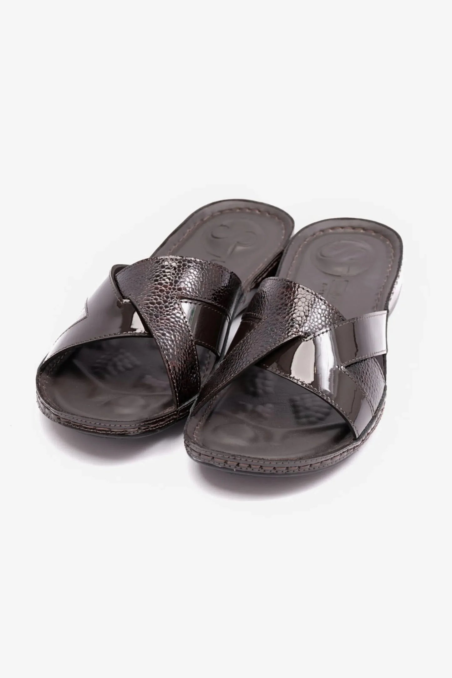 Comfort Plus Women's Soft Footbed Patent Leather Sandals Brown LSDCP728