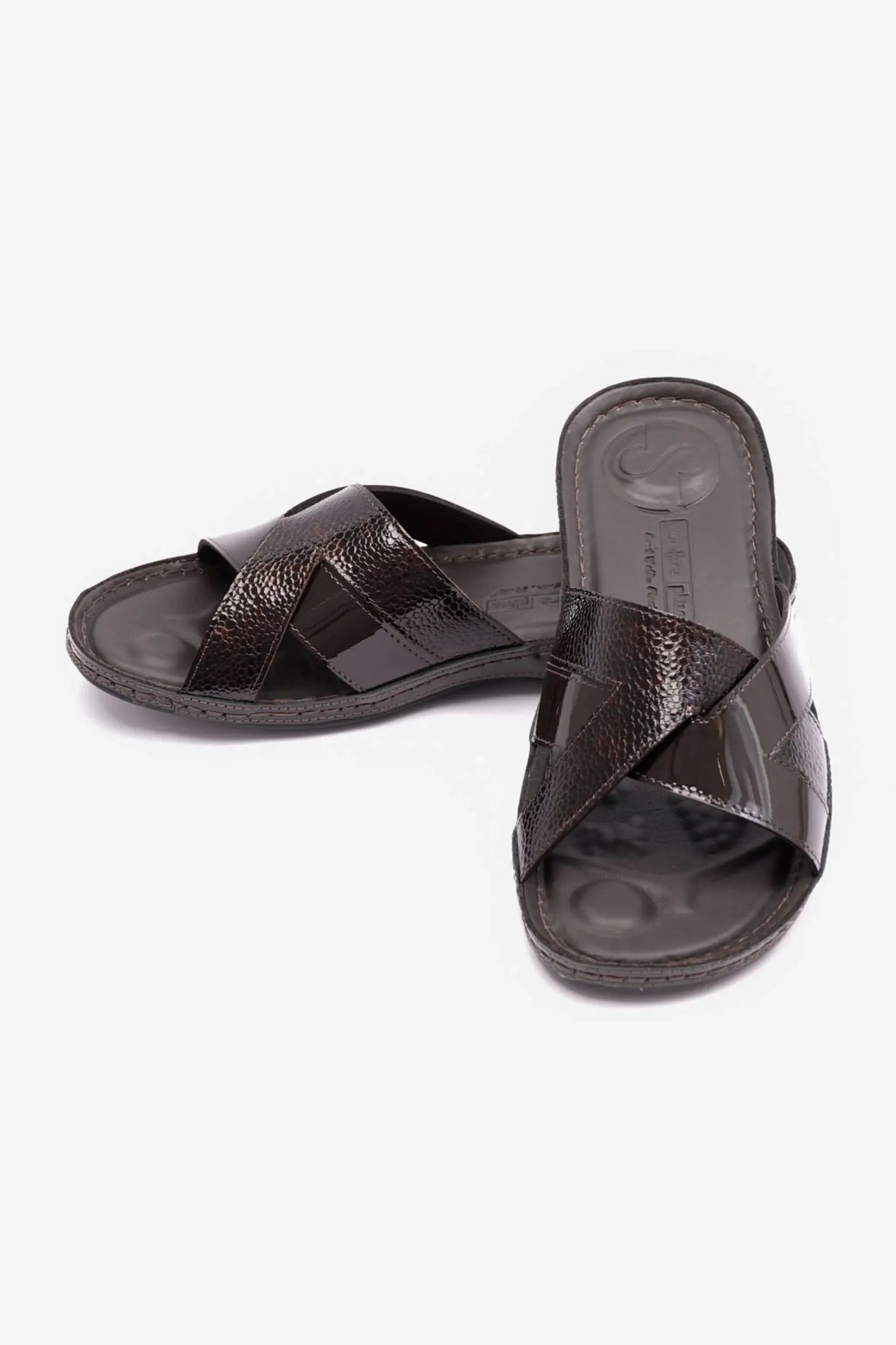 Comfort Plus Women's Soft Footbed Patent Leather Sandals Brown LSDCP728