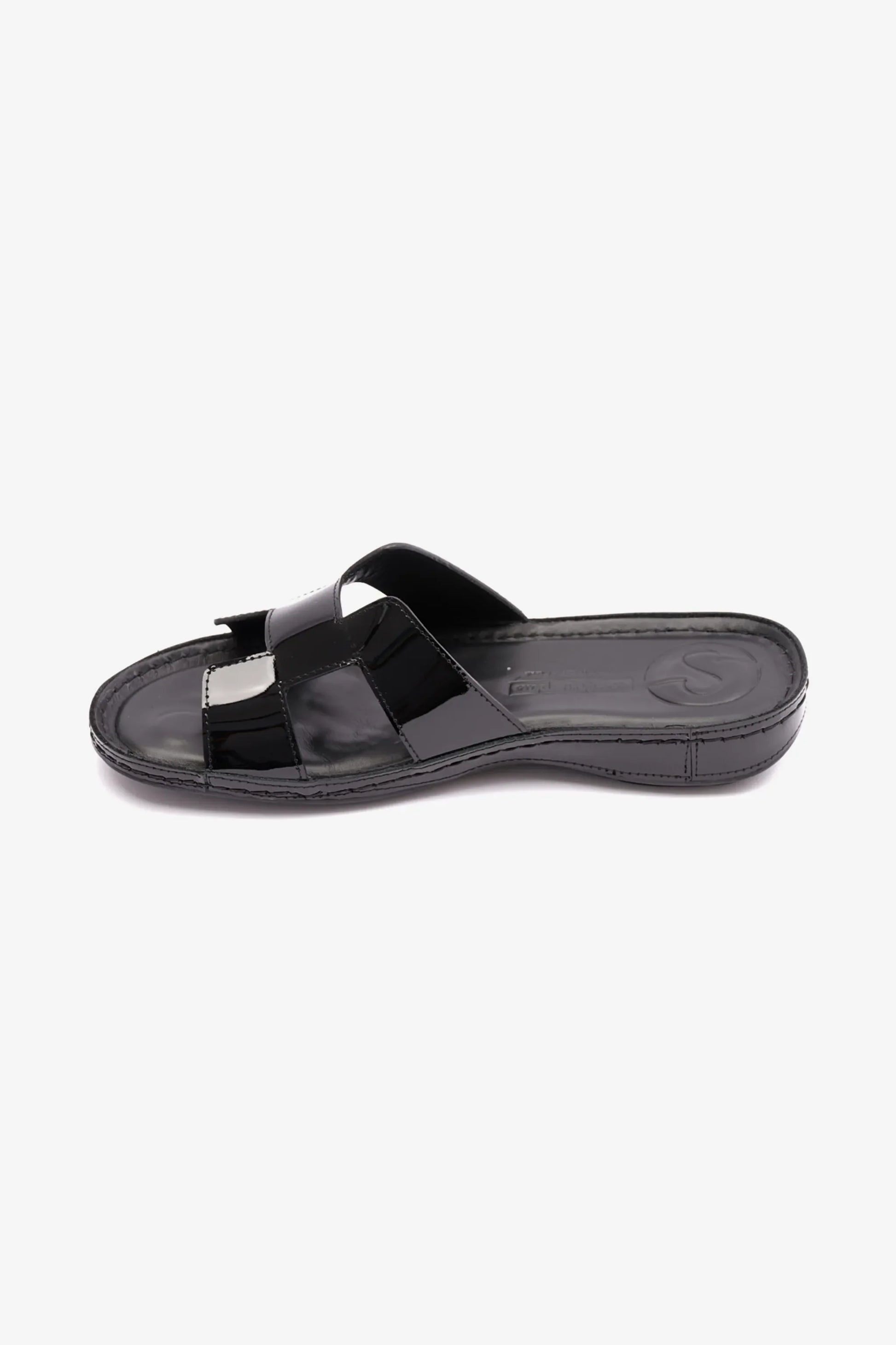 Comfort Plus Women's Flat Patent Leather Sandals Black LSDCP723