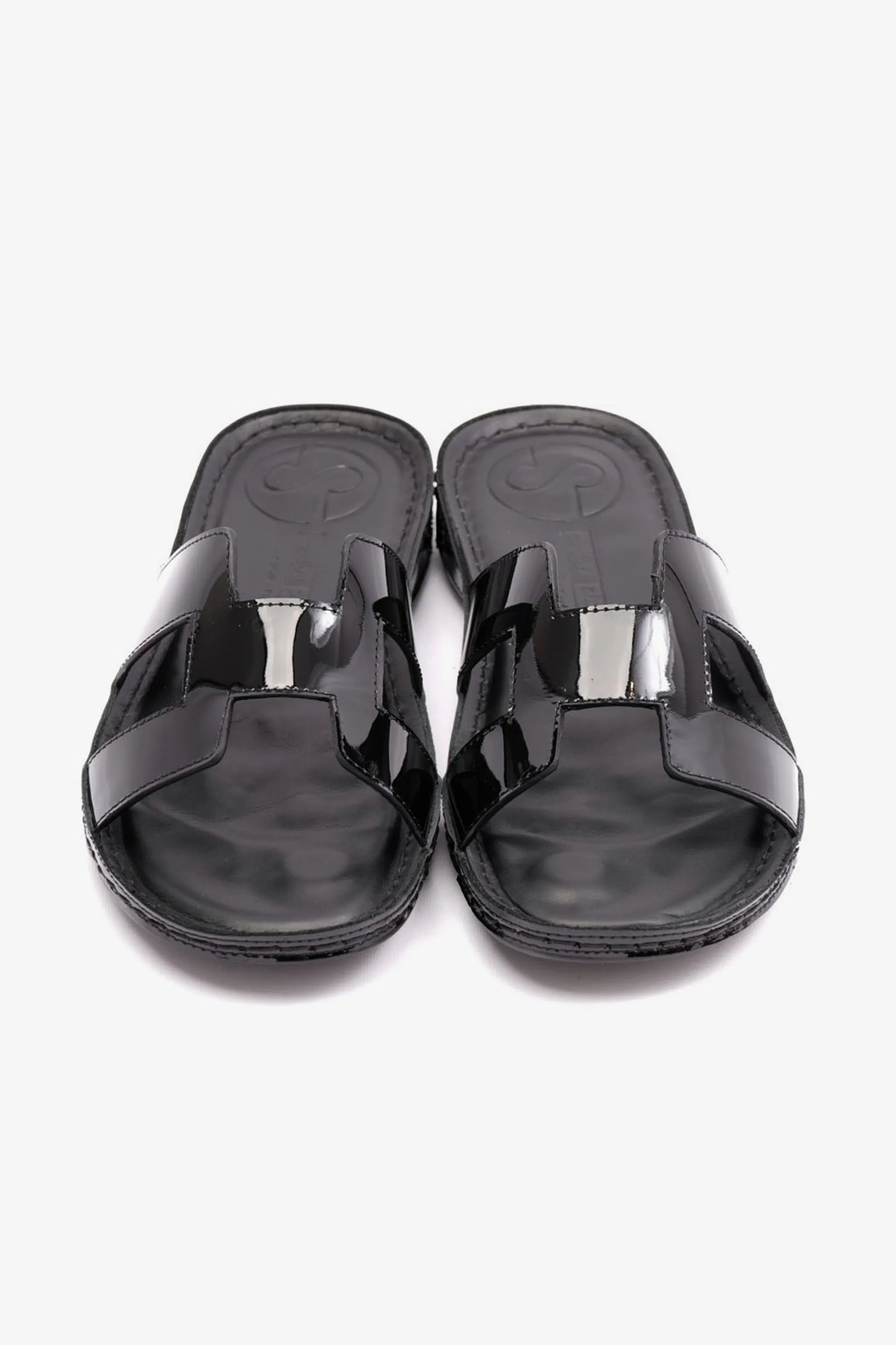 Comfort Plus Women's Flat Patent Leather Sandals Black LSDCP723