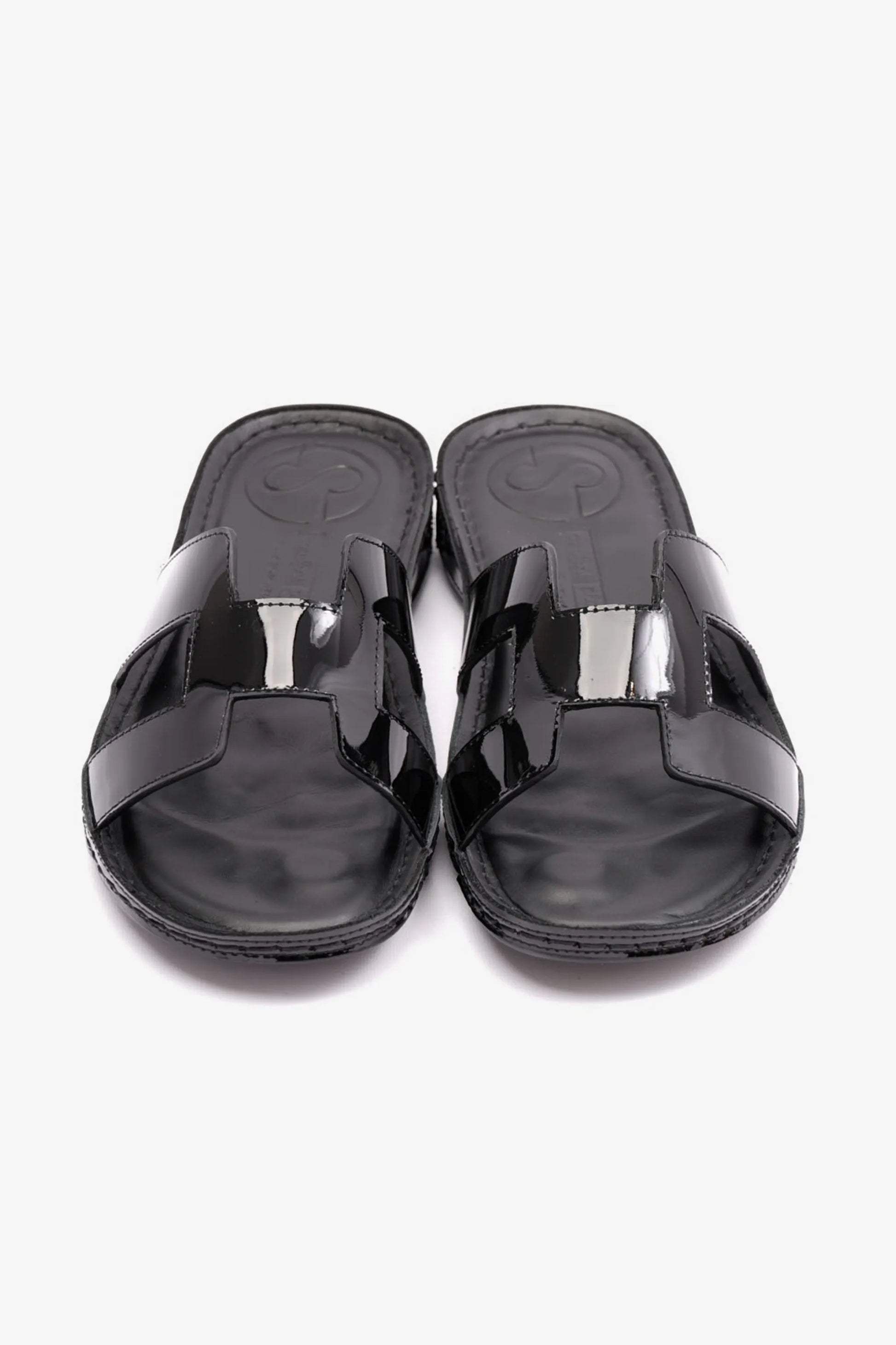 Comfort Plus Women's Flat Patent Leather Sandals Black LSDCP723