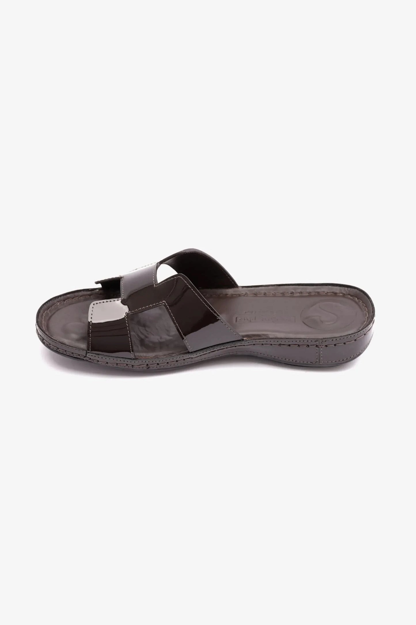 Comfort Plus Women's Flat Patent Leather Sandals Brown LSDCP723