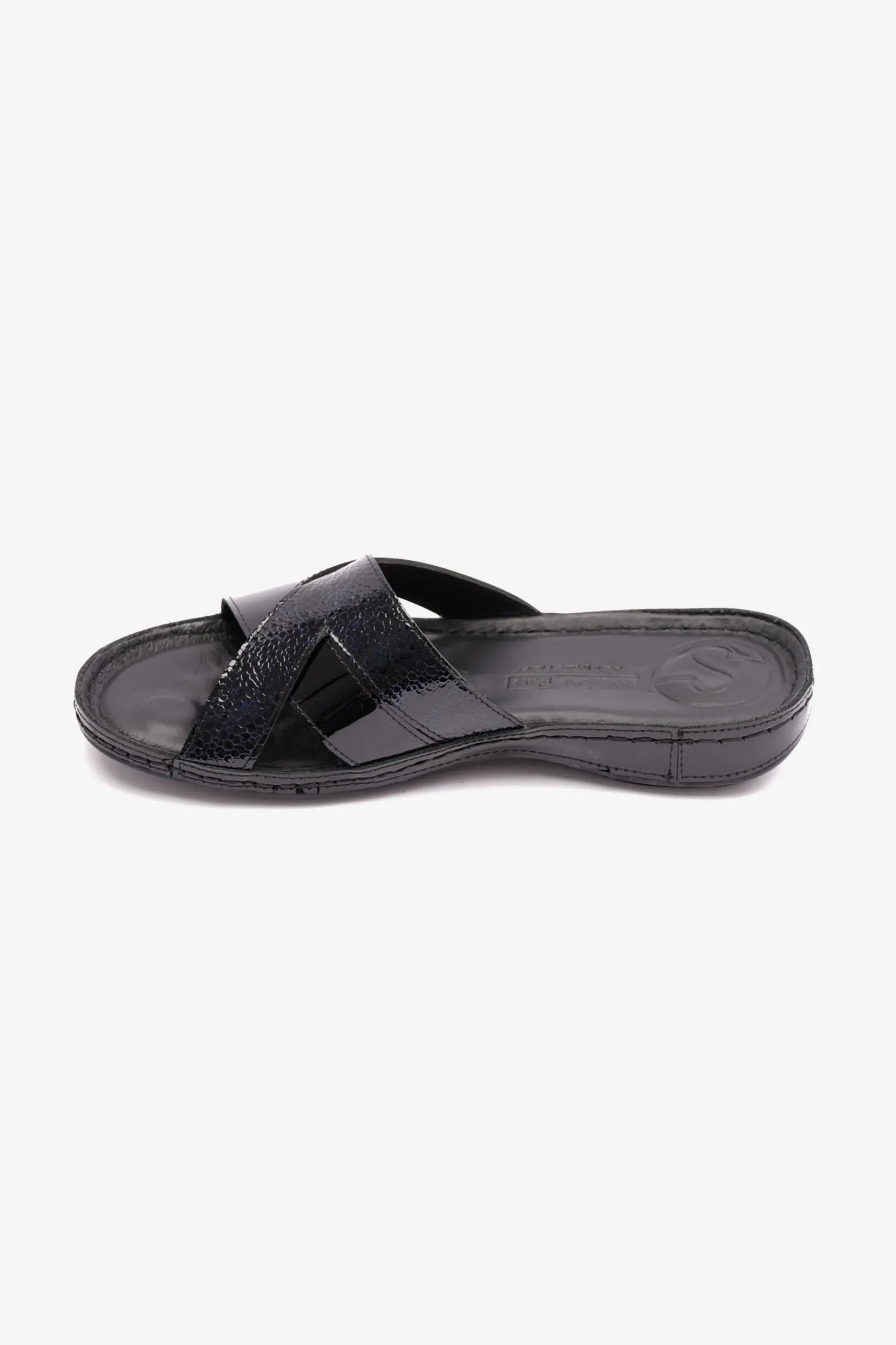 Comfort Plus Women's Patent Leather Sandals Black LSDCP728