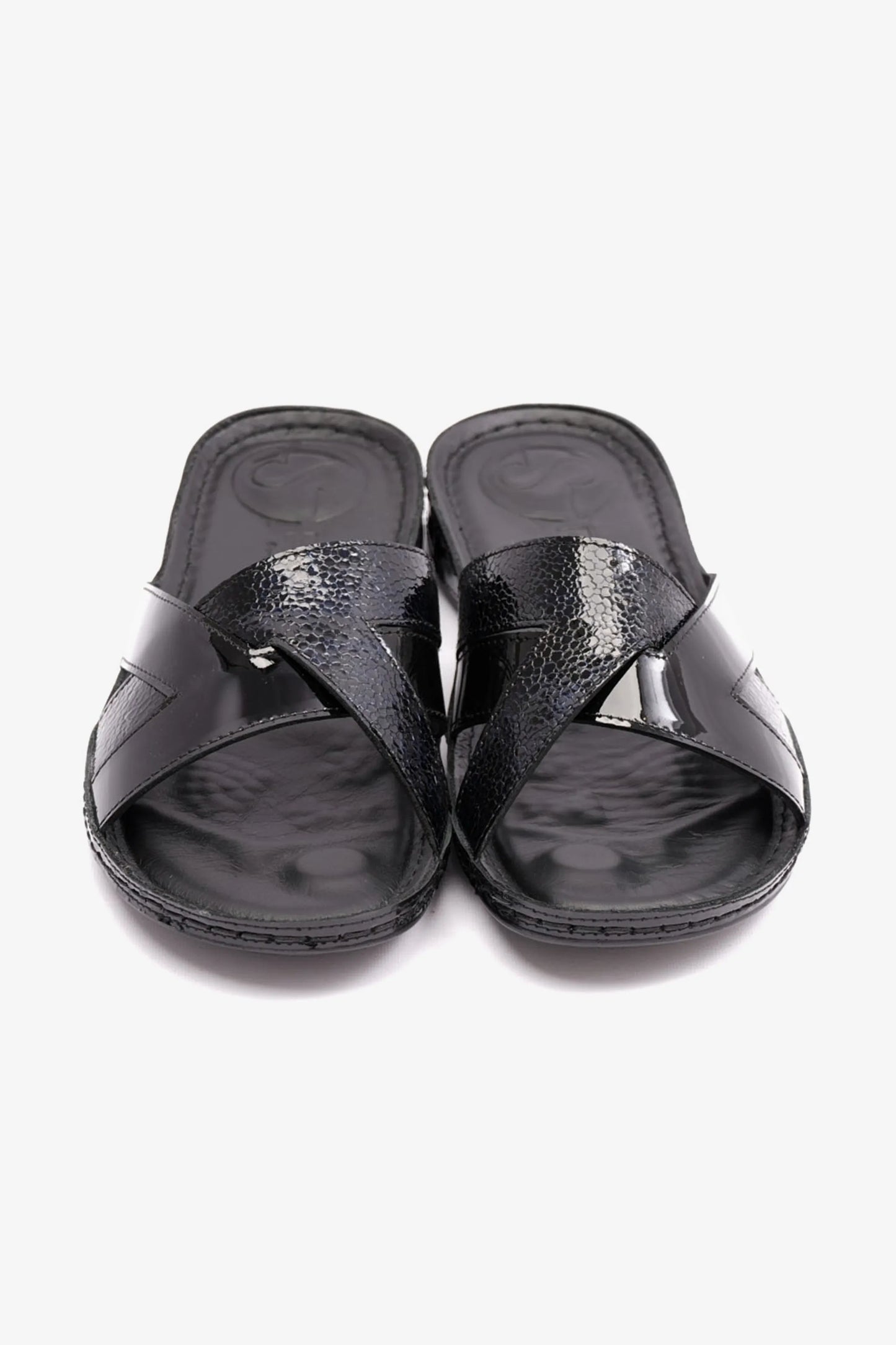 Comfort Plus Women's Patent Leather Sandals Black LSDCP728