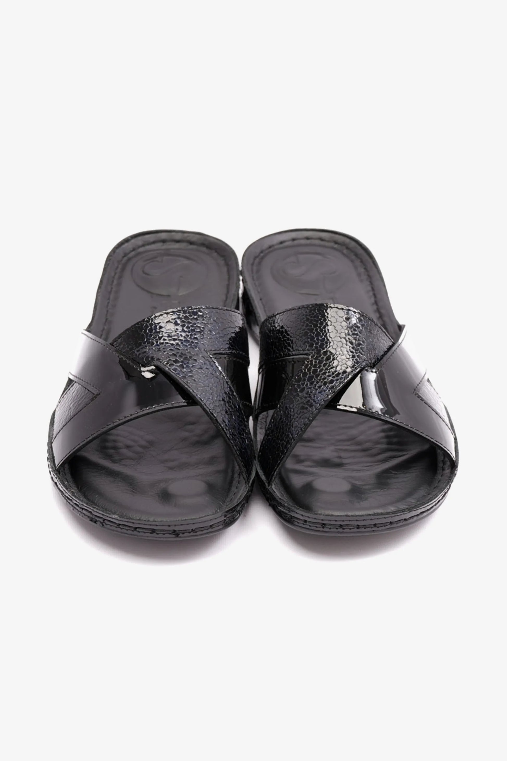 Comfort Plus Women's Patent Leather Sandals Black LSDCP728