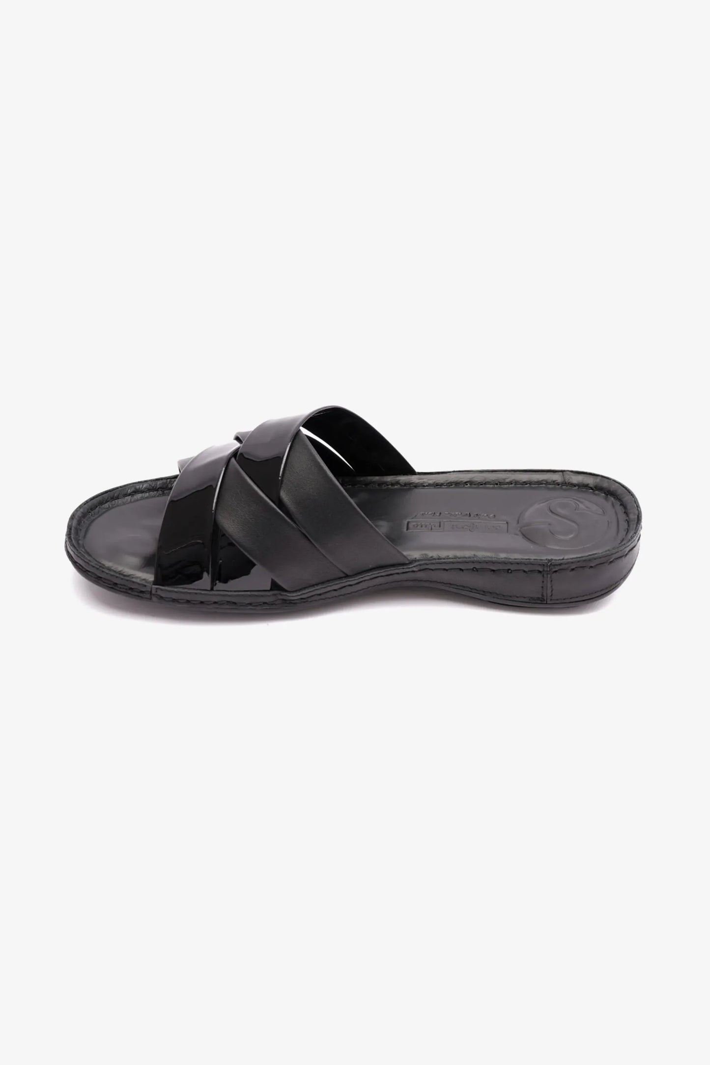 Comfort Plus Women's Patent Leather Sandals Black LSDCP727