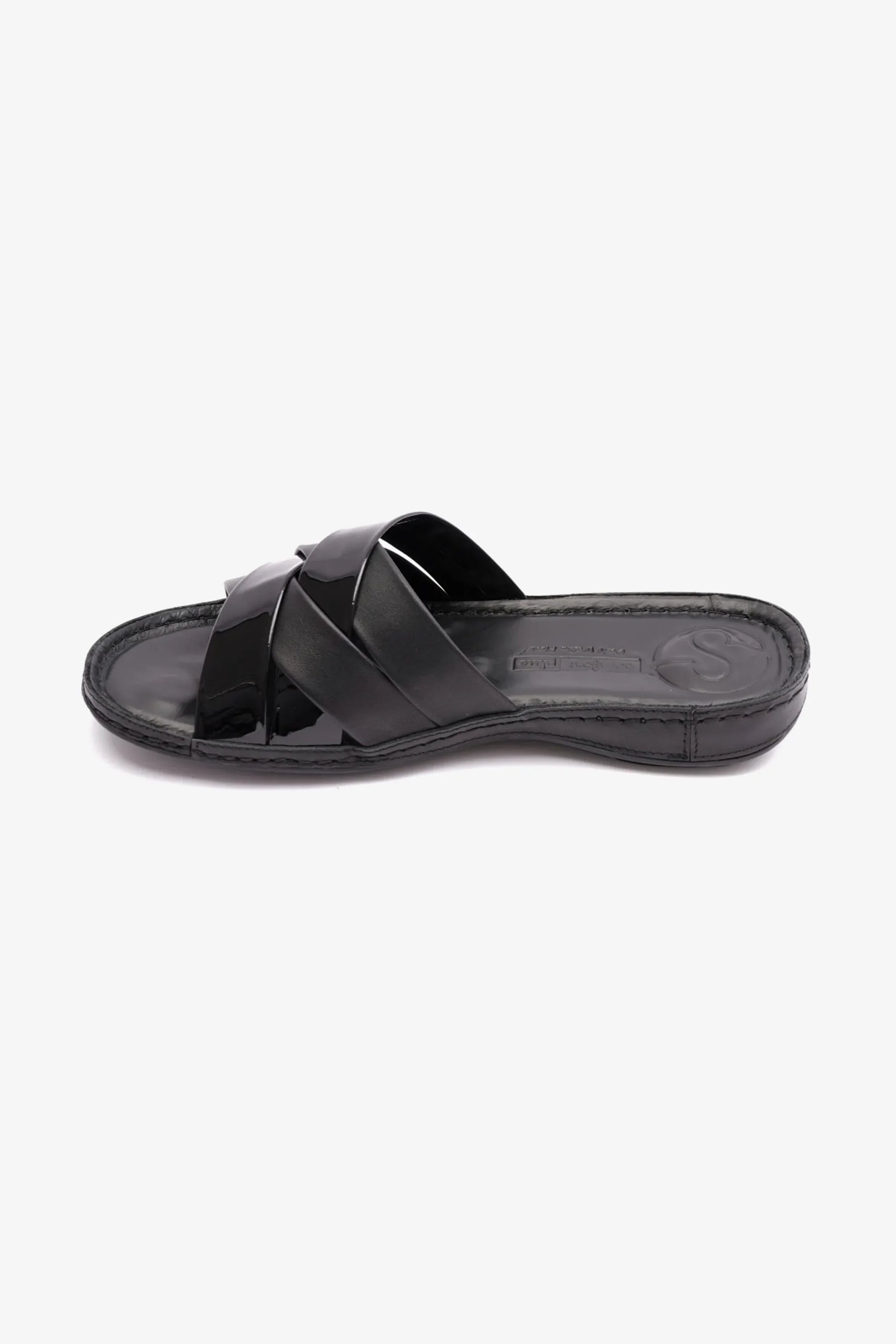 Comfort Plus Women's Patent Leather Sandals Black LSDCP727