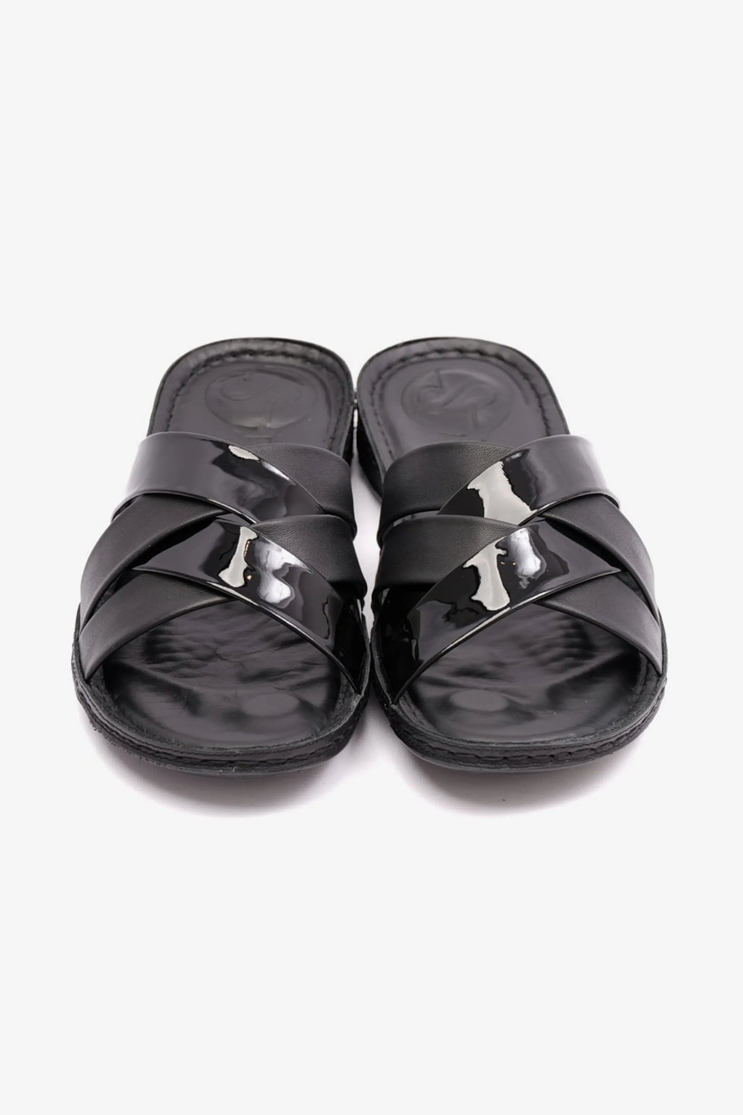 Comfort Plus Women's Patent Leather Sandals Black LSDCP727