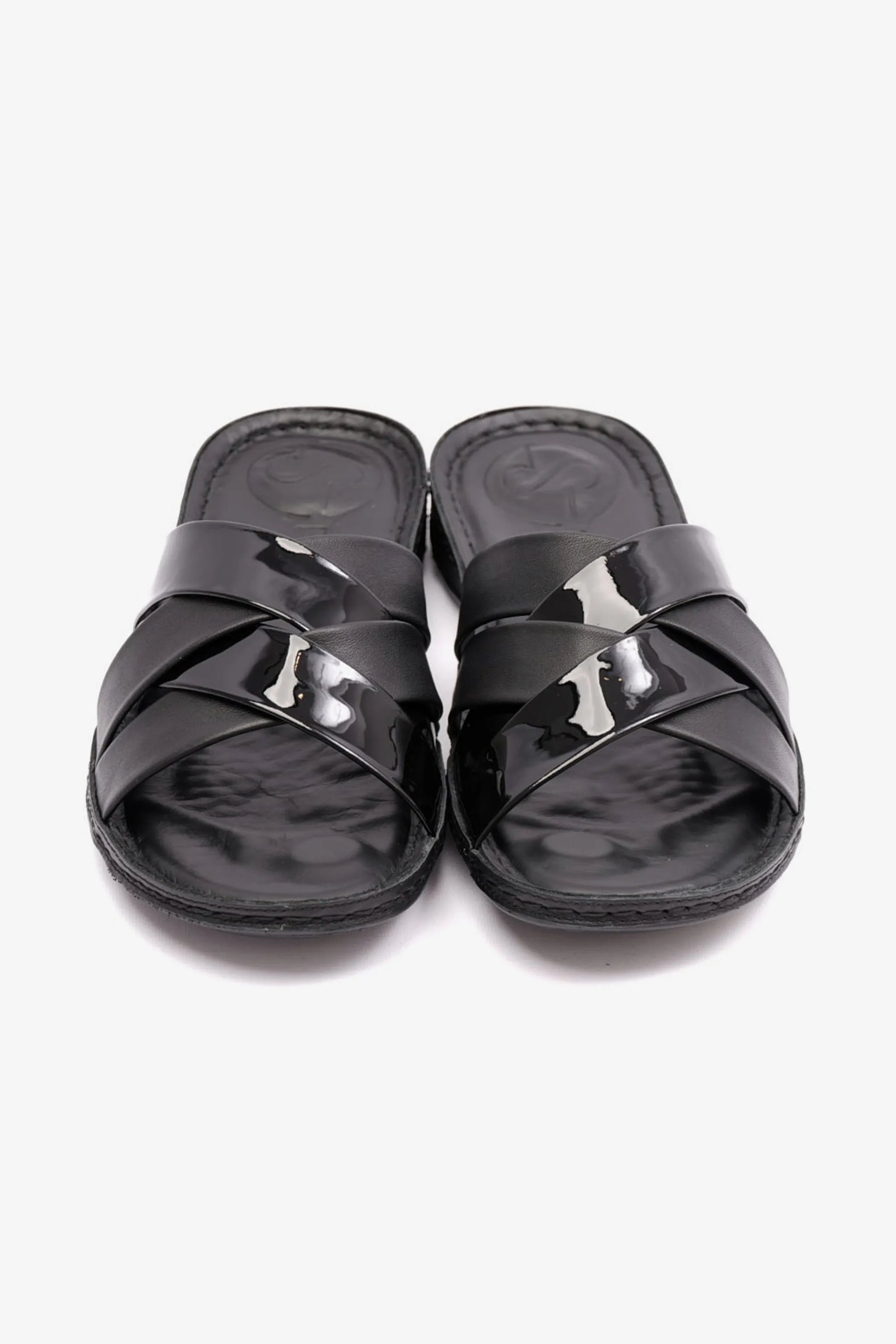 Comfort Plus Women's Patent Leather Sandals Black LSDCP727