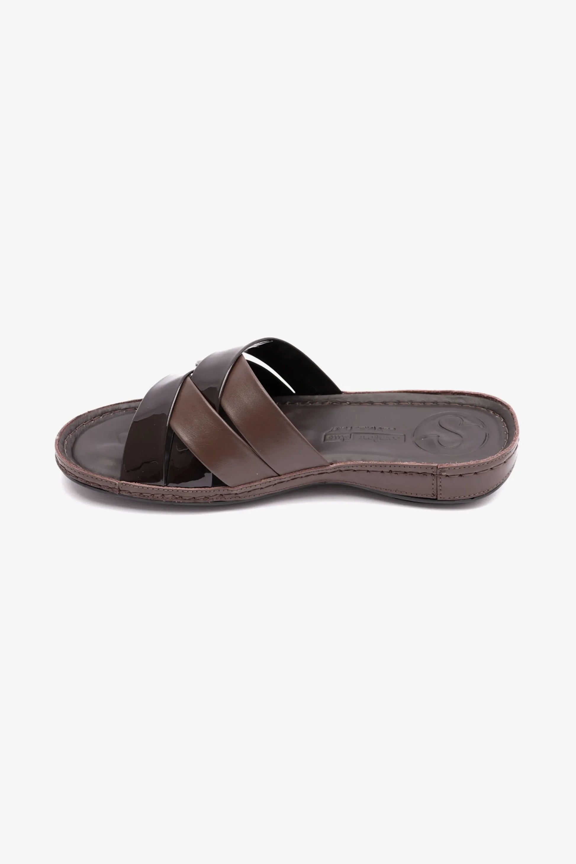 Comfort Plus Women's Patent Leather Arabic Sandals Brown LSDCP727