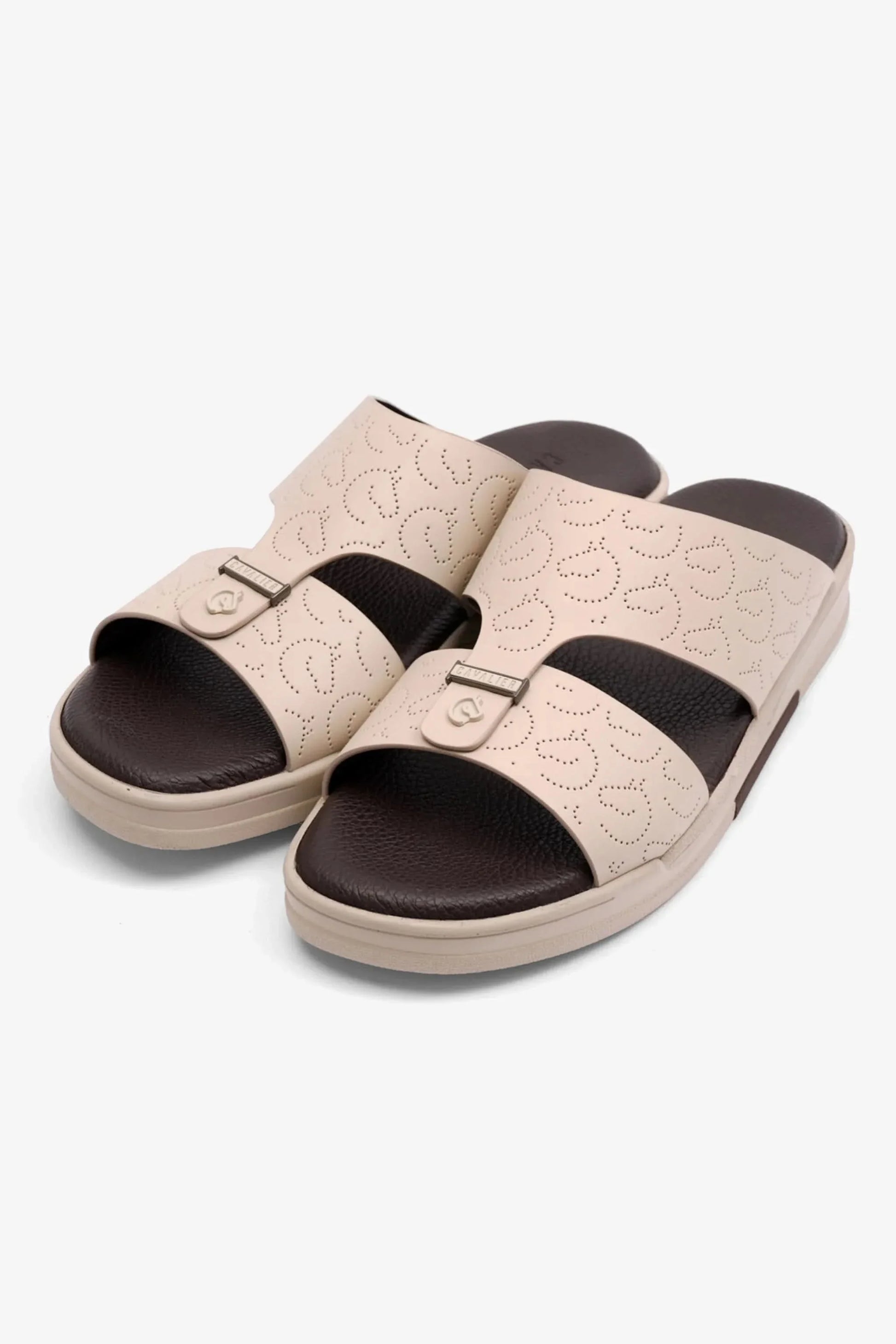 Cavalier Uomo Men's Stylish Trim Arabic Sandals Cream MSDCVHAR310