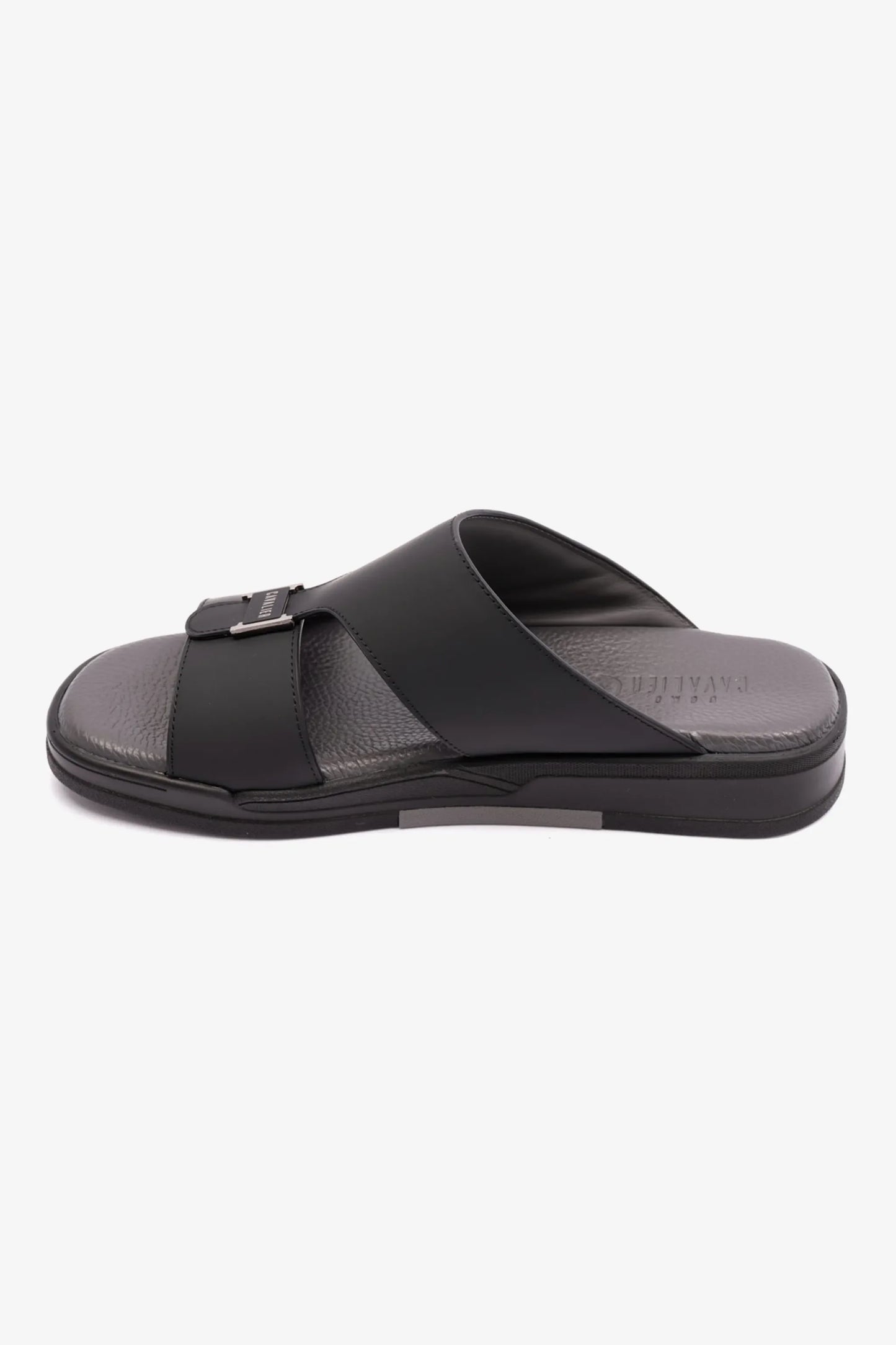 MATTE LEATHER MENS UOMO CAVALIER ARABIC SANDALS BLACK - Seventy7