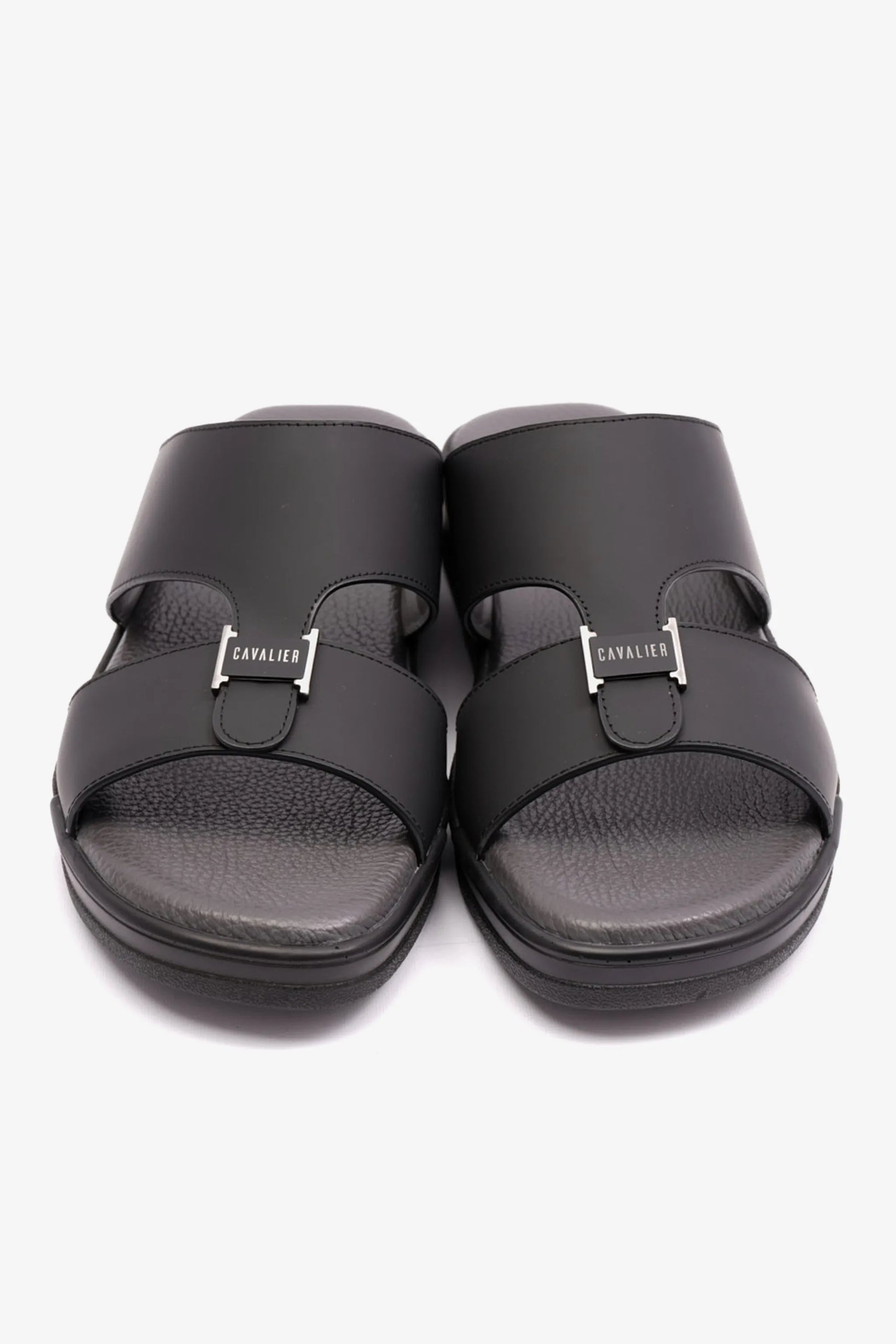 MATTE LEATHER MENS UOMO CAVALIER ARABIC SANDALS BLACK - Seventy7