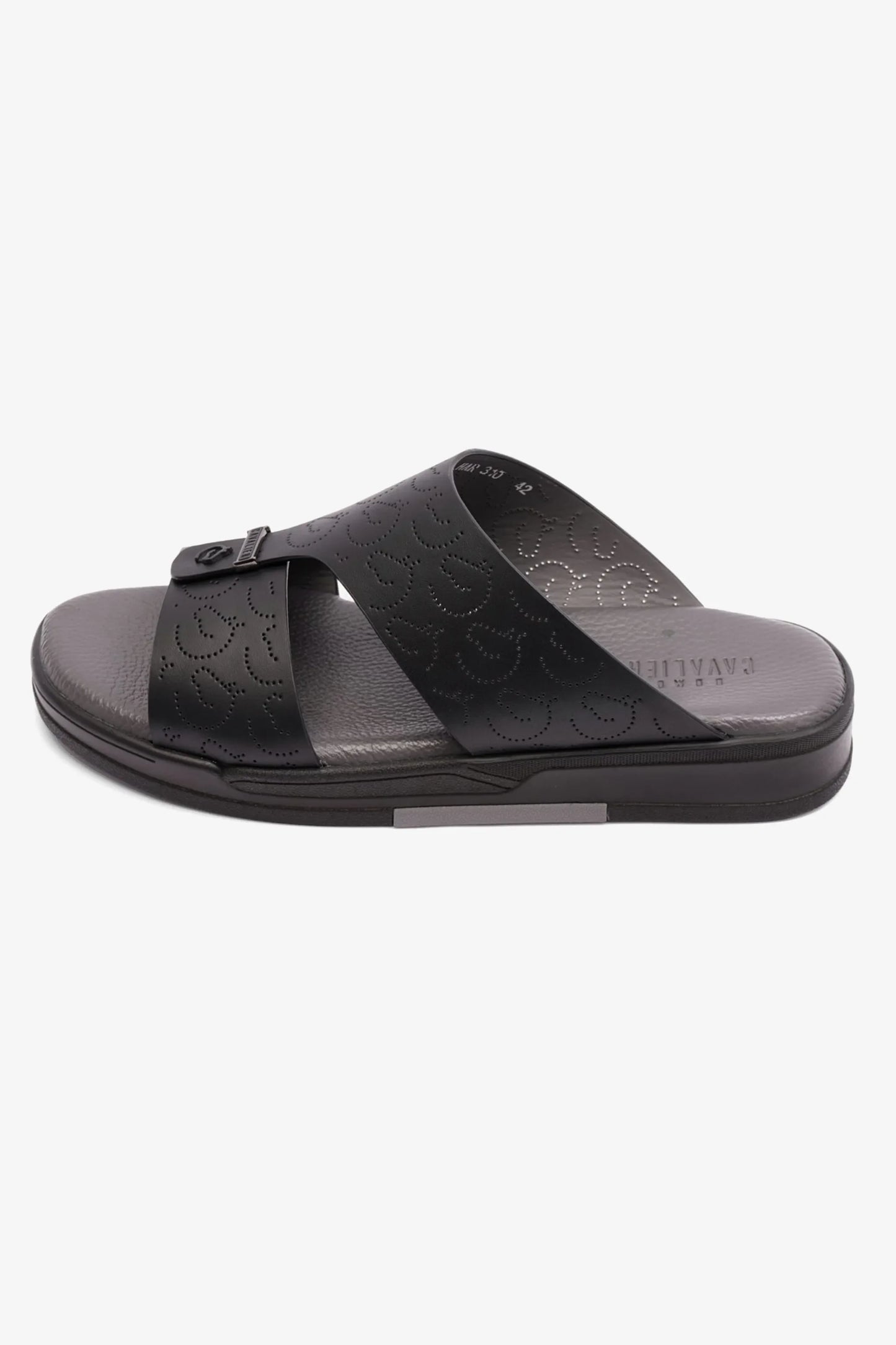 Cavalier Uomo Men's Embossed Leather Arabic Sandals Black MSDCVHAR310