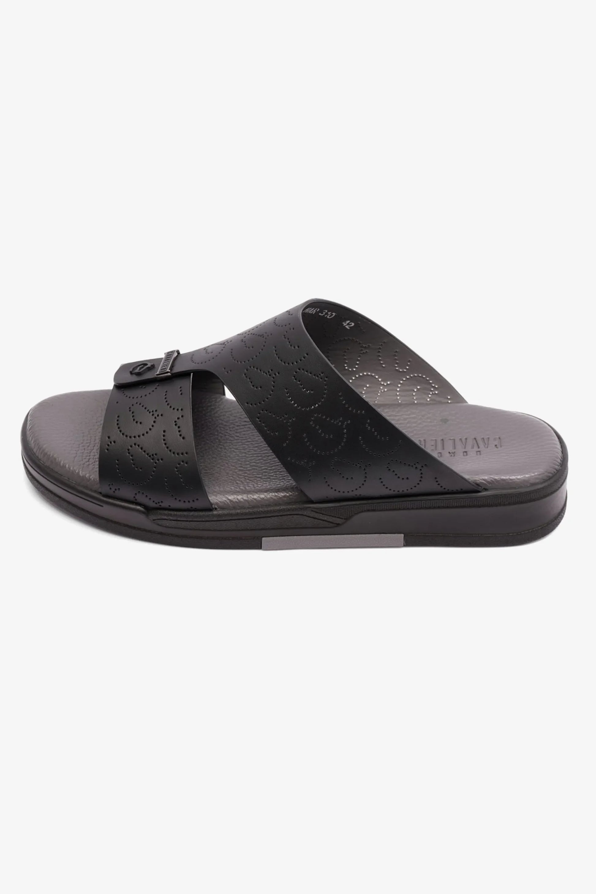 Cavalier Uomo Men's Embossed Leather Arabic Sandals Black MSDCVHAR310