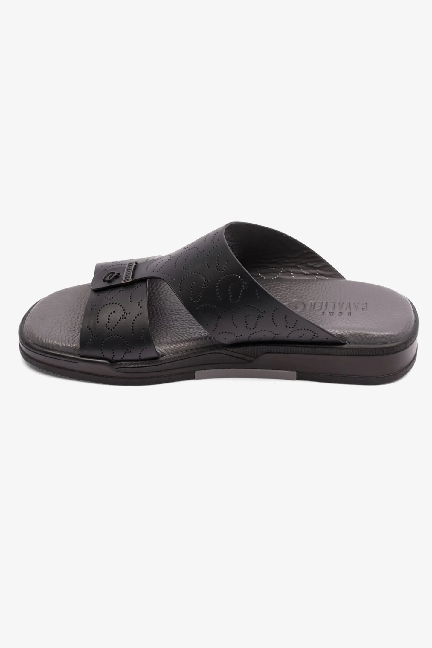 Cavalier Uomo Men's Embossed Leather Arabic Sandals Black MSDCVHAR310