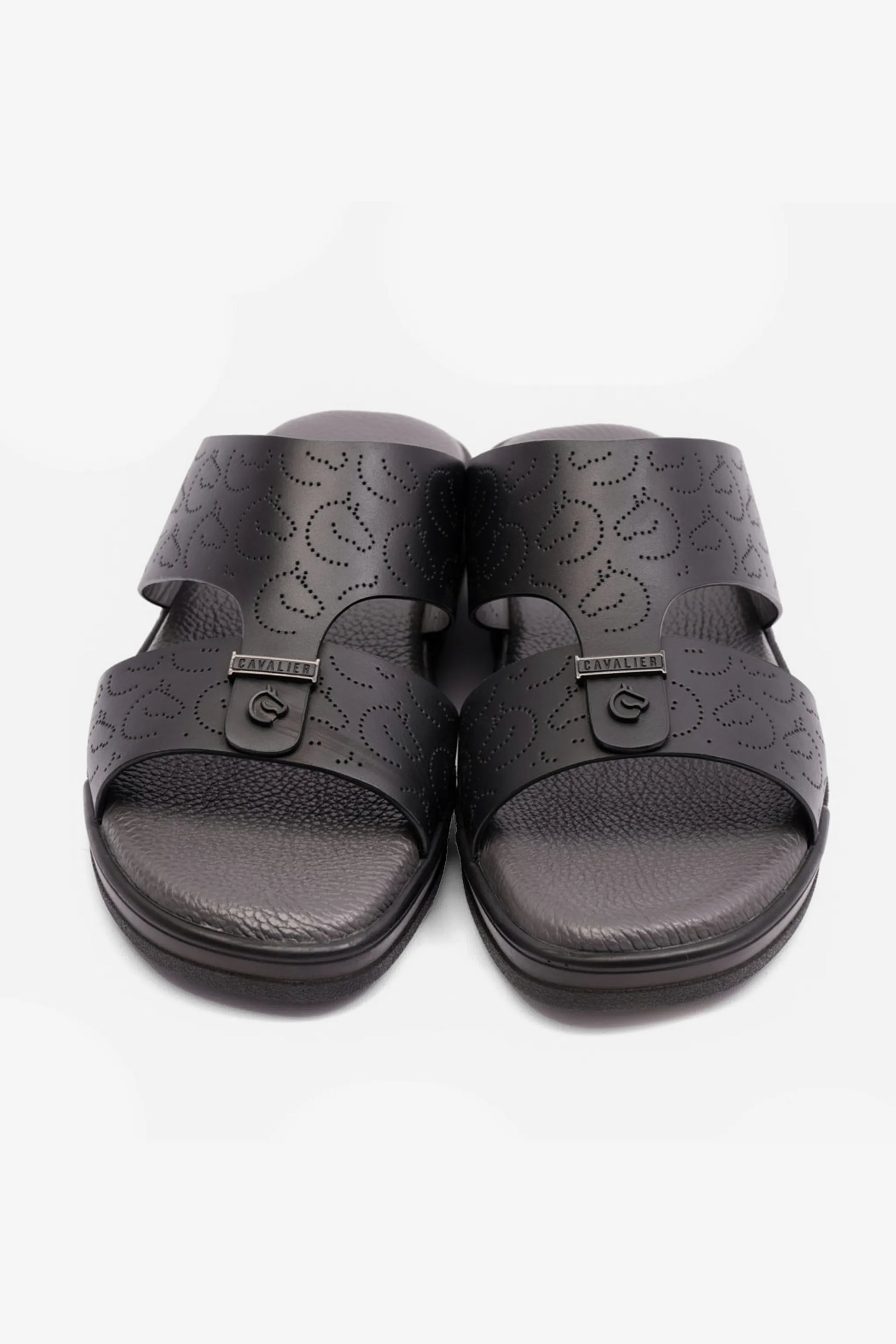 Cavalier Uomo Men's Embossed Leather Arabic Sandals Black MSDCVHAR310