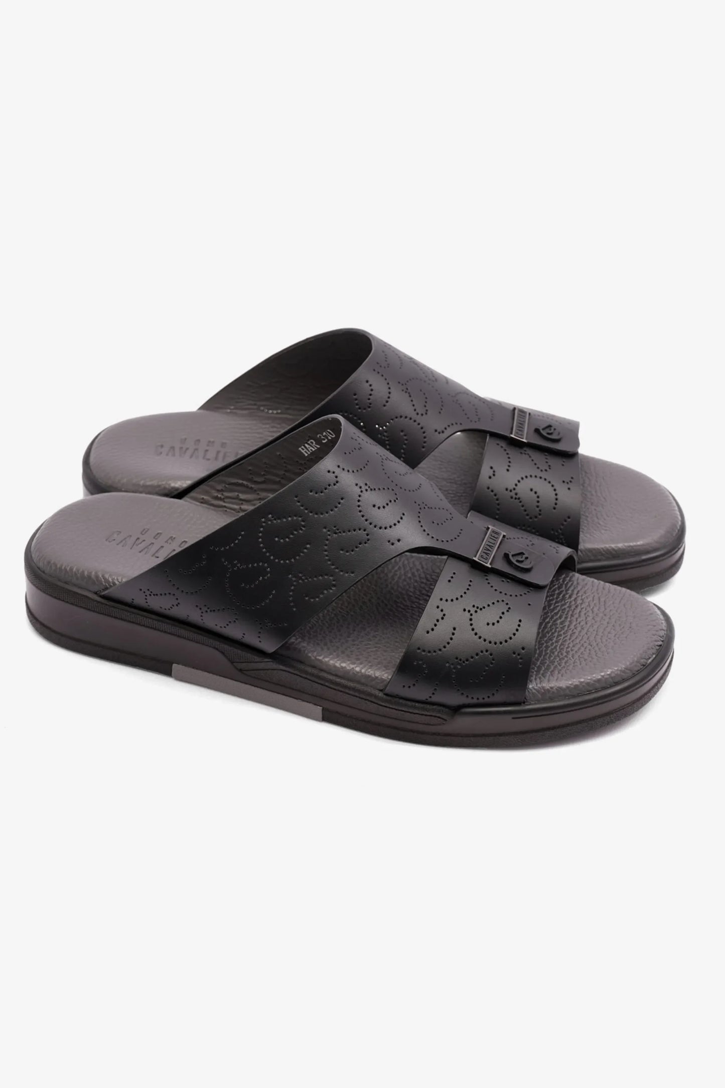 Cavalier Uomo Men's Embossed Leather Arabic Sandals Black MSDCVHAR310