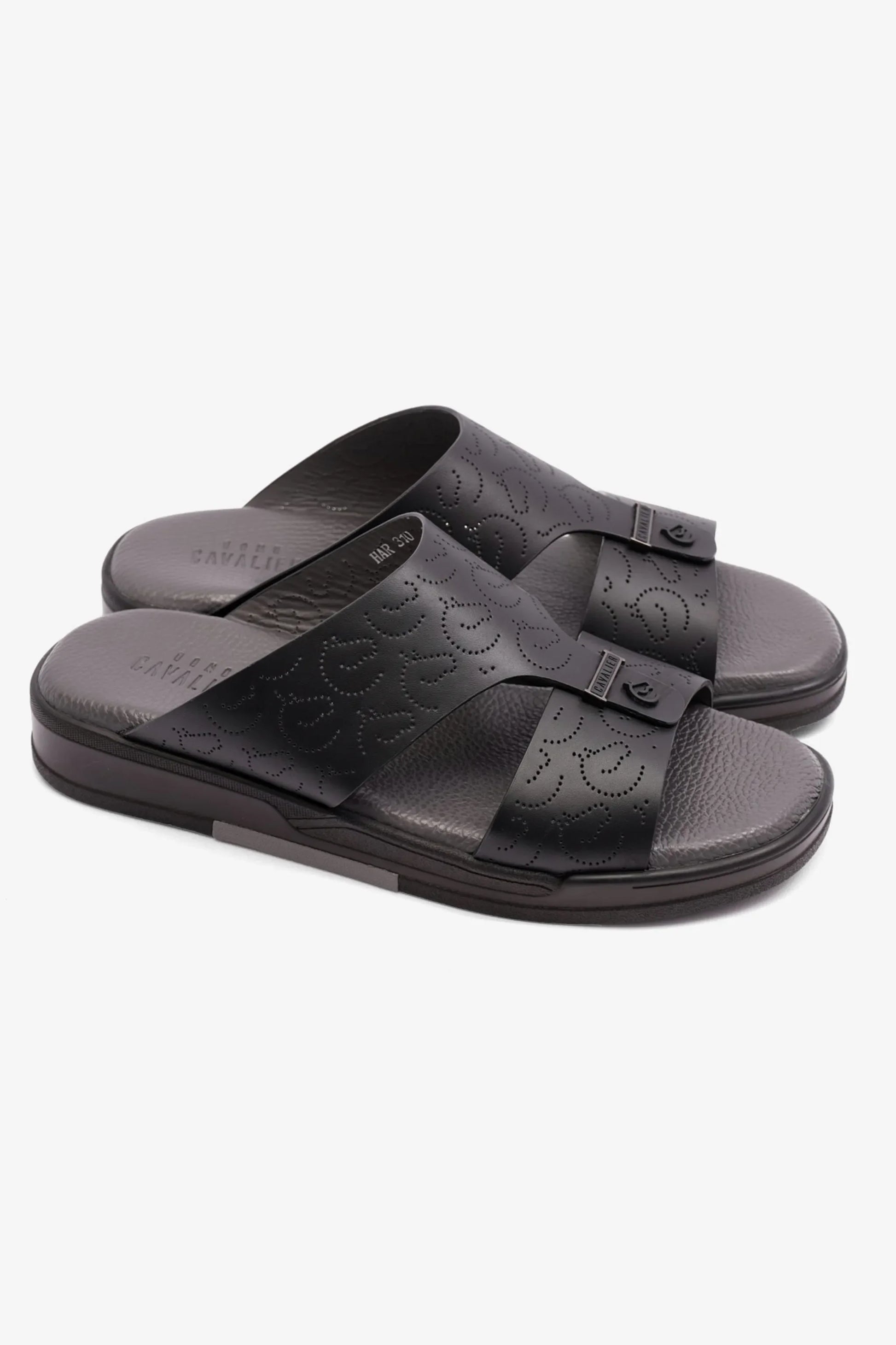 Cavalier Uomo Men's Embossed Leather Arabic Sandals Black MSDCVHAR310