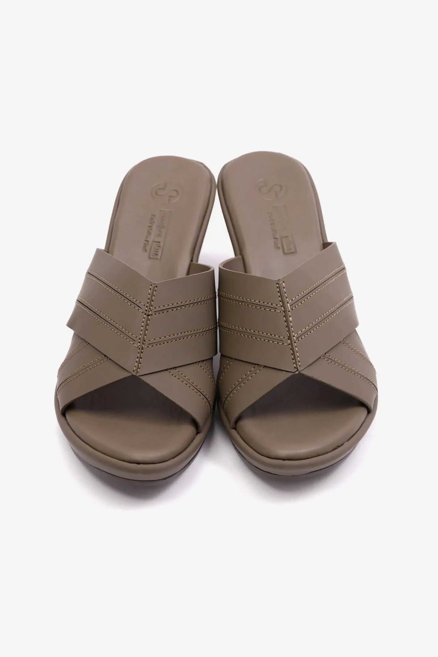 Comfort Plus Women's High Heel Leather Sandals Truffle LSDCP9106