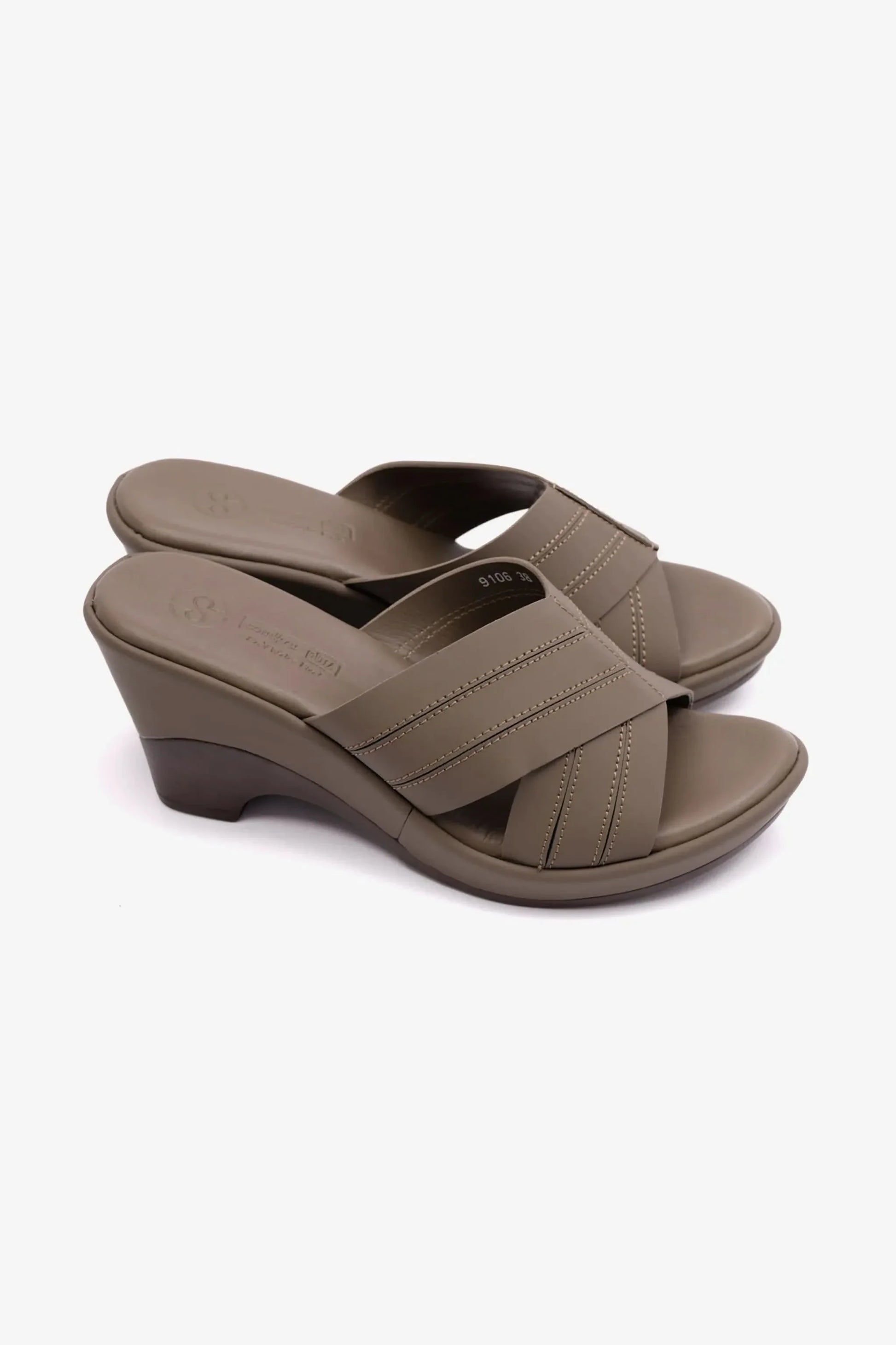 Comfort Plus Women's High Heel Leather Sandals Truffle LSDCP9106